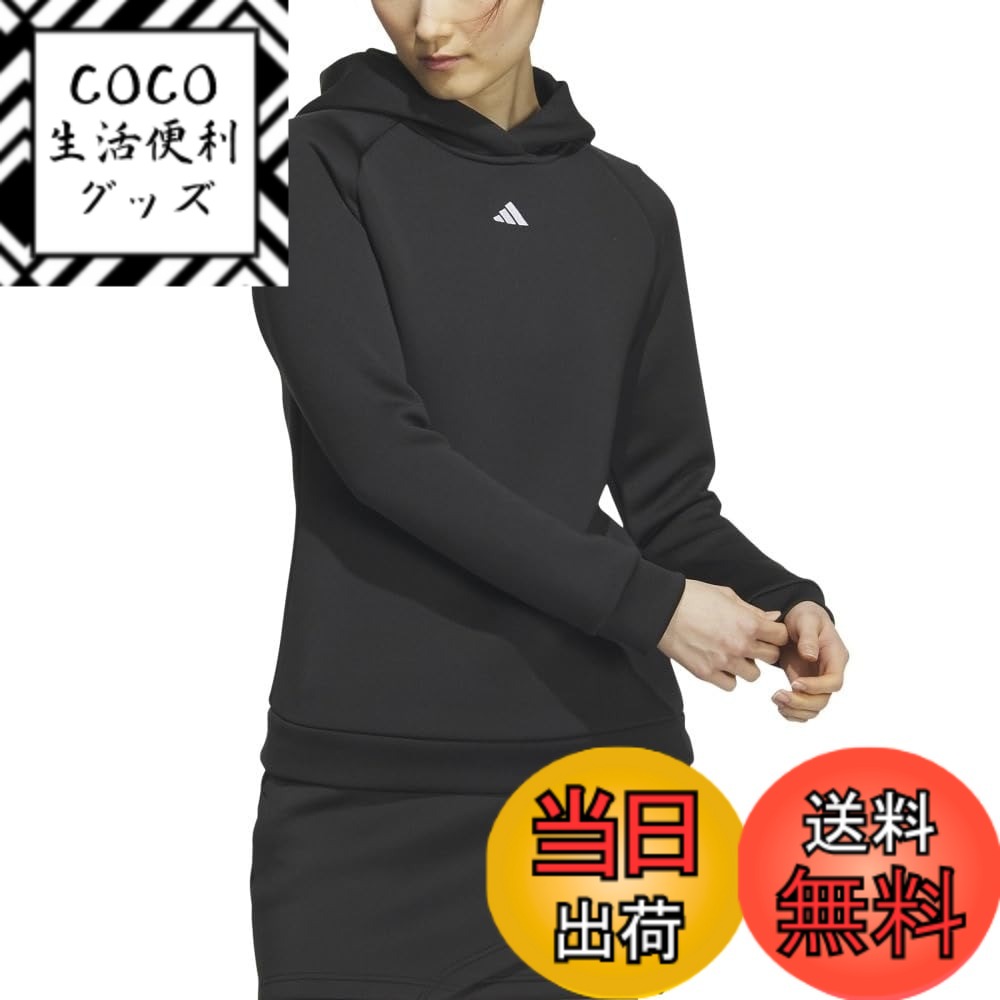 【送料無料】adidas Golf(アディダスゴルフ) ゴルフフーディーエンボスプリント ダンボールニット 長袖フーディーメンズ 色：ブラック、サイズ：S
