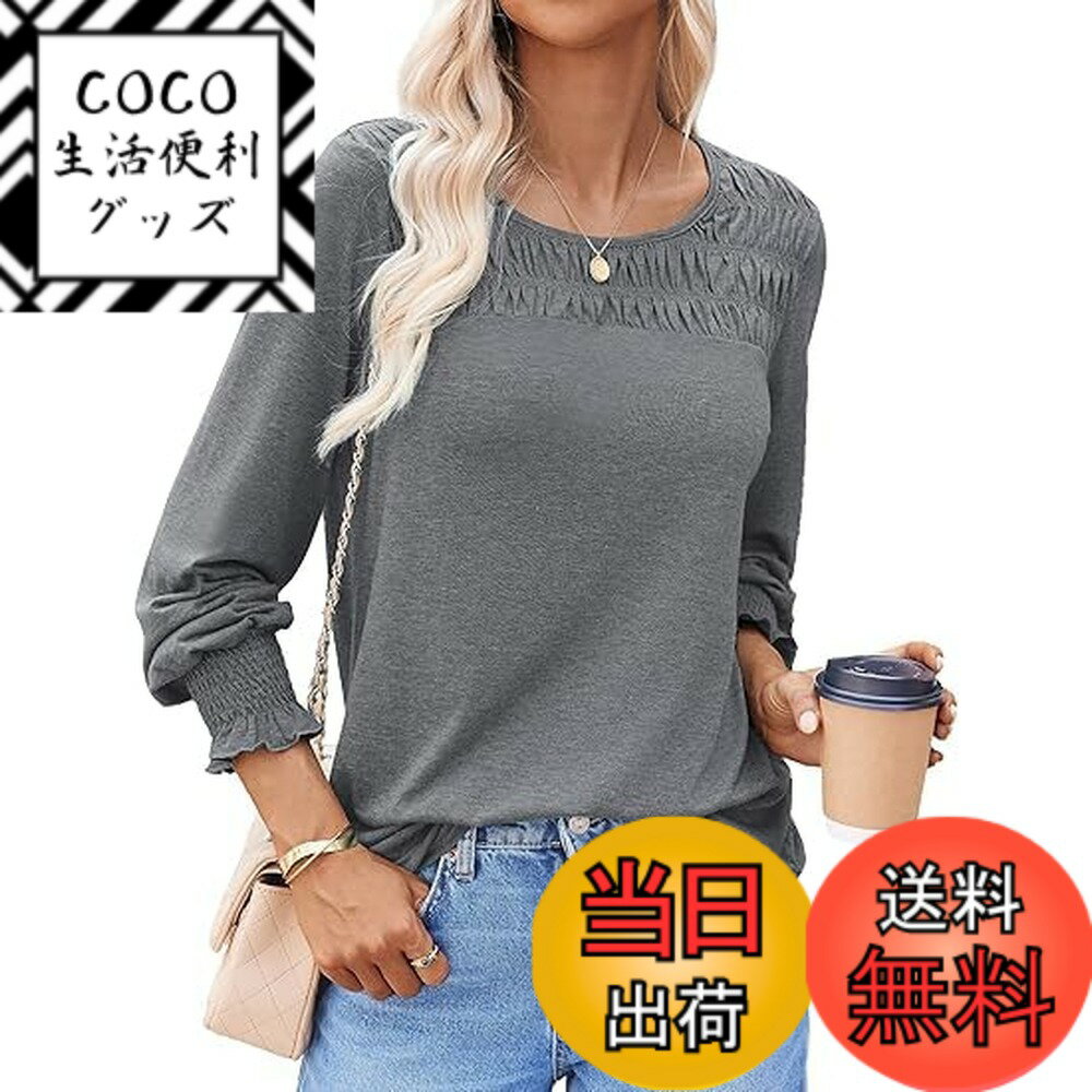 【送料無料】[Hotouch] ブラウス シャツ レディース 長袖 チュニック トップス 高通気性 クルーネック ..