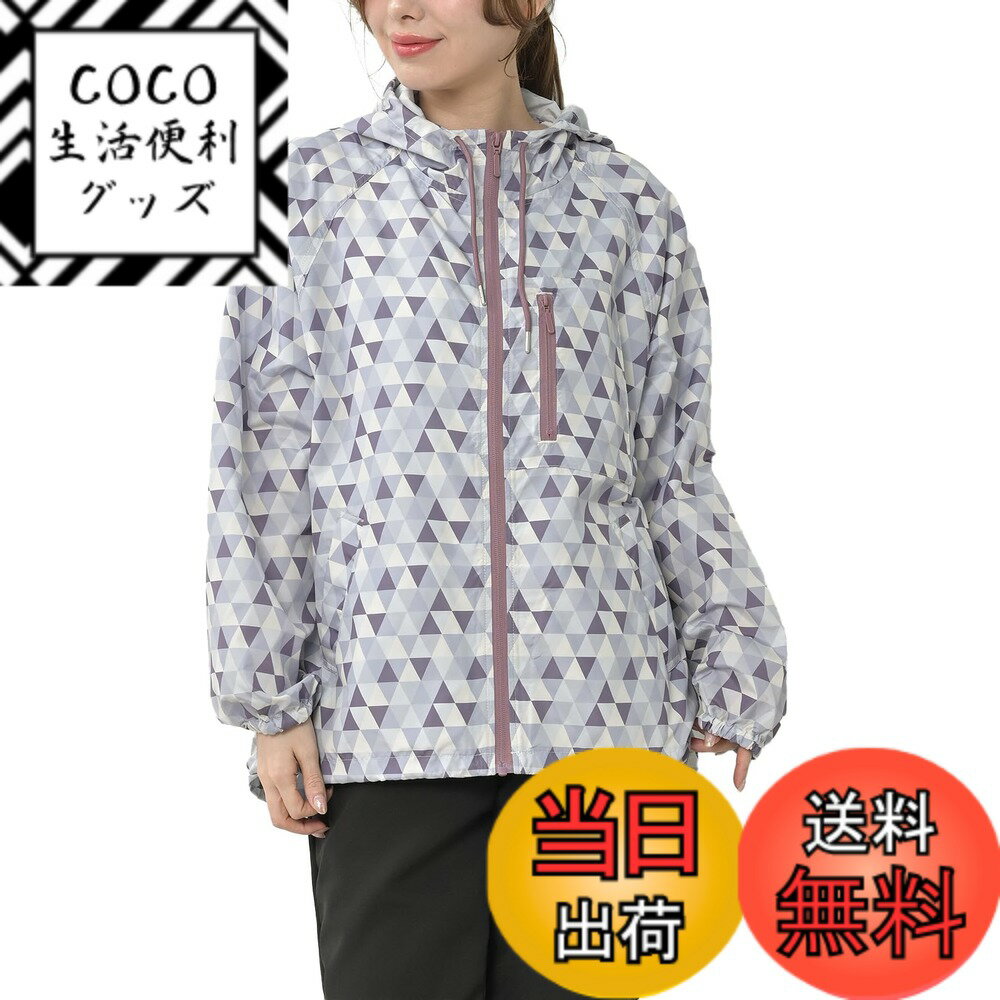 【送料無料】[JANJAM] 大きいサイズ レディース マウンテンパーカー 長袖 鱗文様 ZIP UVカット 撥水 ライトアウター 色：パープル、サイズ：4L