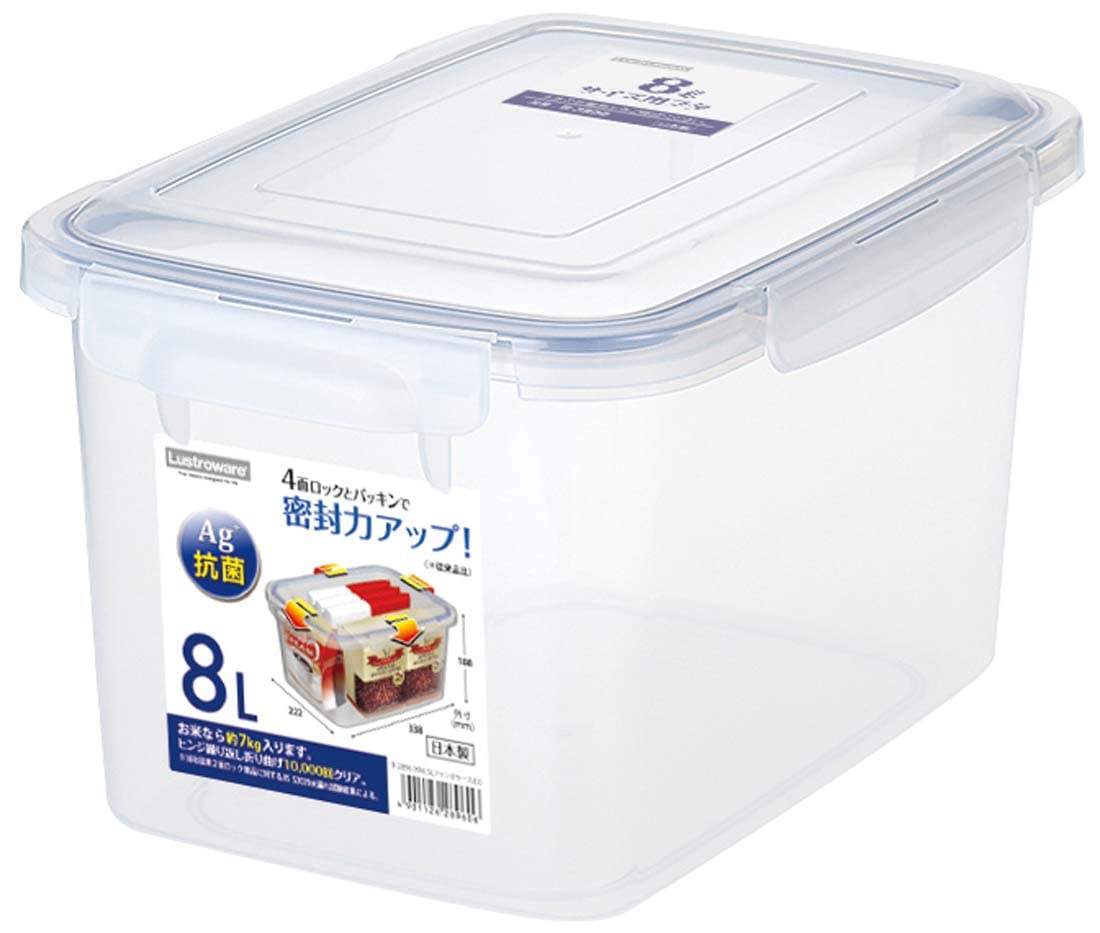 【送料無料】岩崎工業 ラストロウェア 保存容器 SLジャンボケース 大容量 ケース 8リットル 密閉 抗菌 日本製 プラスチック 米びつ 7kg 大型 収納ケース 蓋付き B-2896 KN