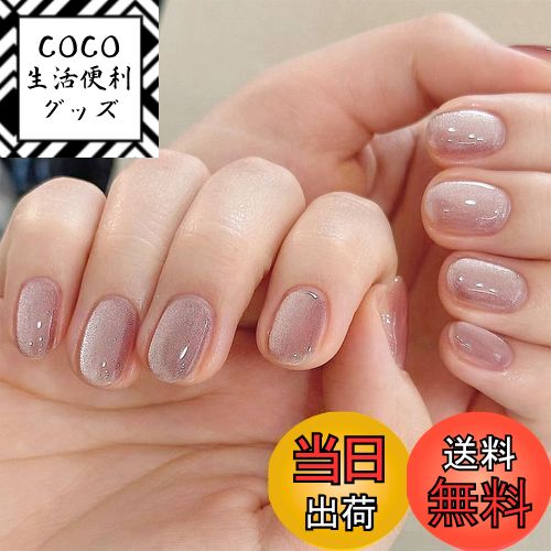 【送料無料】FINGOOO ネイルチップ マグネットタイプ 24枚入り 両面テープ付き 付け爪 つけ爪 ラウンドチップ ジェルネイル キラキラ シンプル 可愛い...