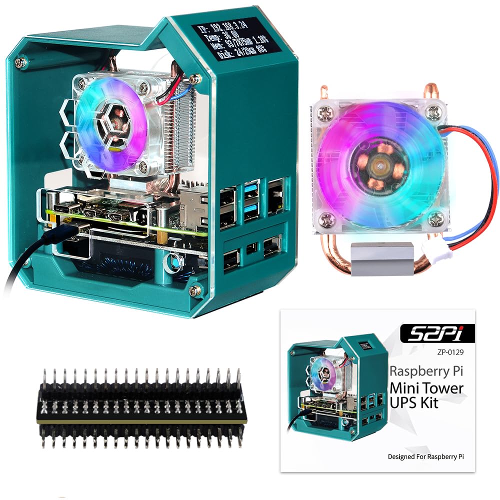 【送料無料】GeeekPi 迷塔式套件、塔冷却器 PWM RGB 扇、0.96 ポンド OLED 表示画面、GPIO 1 2 展パネル、Raspberry Pi 4 モデル B 1GB 2GB 4GB 8GB 用 (UPSなし)