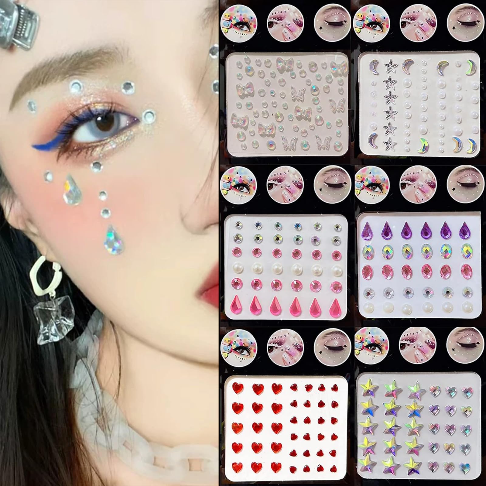 【送料無料】LeTradeJP ラインストーン フェイスシール キラキラ 3D 光る キラキラ シール デコ ストー..