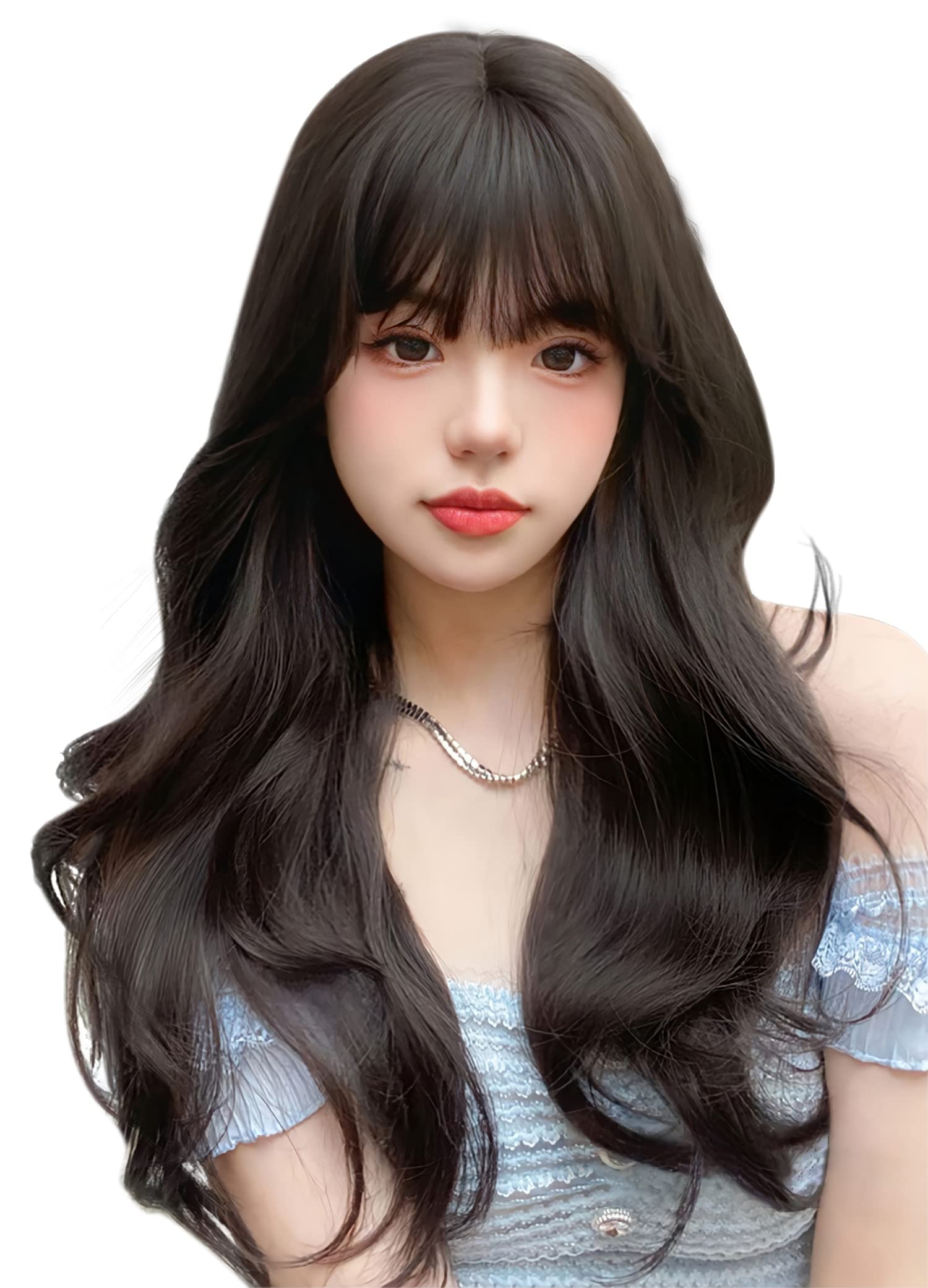 【送料無料】Limakaraウィッグ ロング 巻き髪 黒髪 セミロング カール フルウィッグ かつら レディース 自然 ぱっつん 原宿系 小顔 人気 耐熱 wig ファッション ロリータ ネット/櫛付き 黒茶