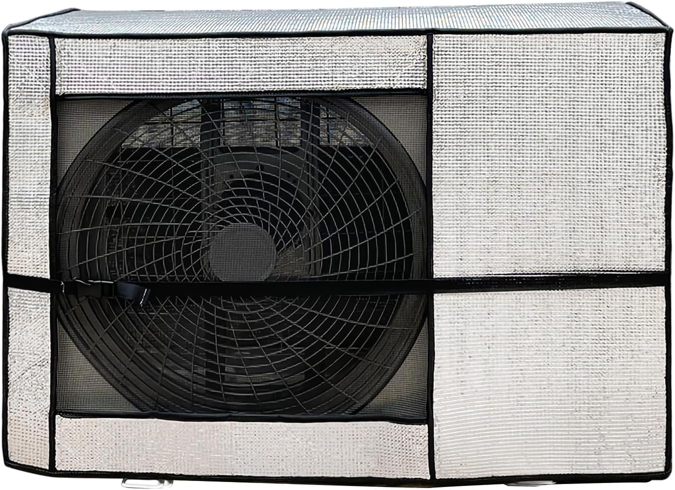 【送料無料】lixinixil エアコン室外機カバー 室外機保護カバー エアコンカバー 室外機 日よけ アルミ箔素材 簡単脱着 雨 風 雪対策 埃よけ 遮熱保護 劣化防止 省エネ 防水 防塵 取り外し不要 家庭用 固定用ベルト付き オールシーズン適用 (75x26x57cm)