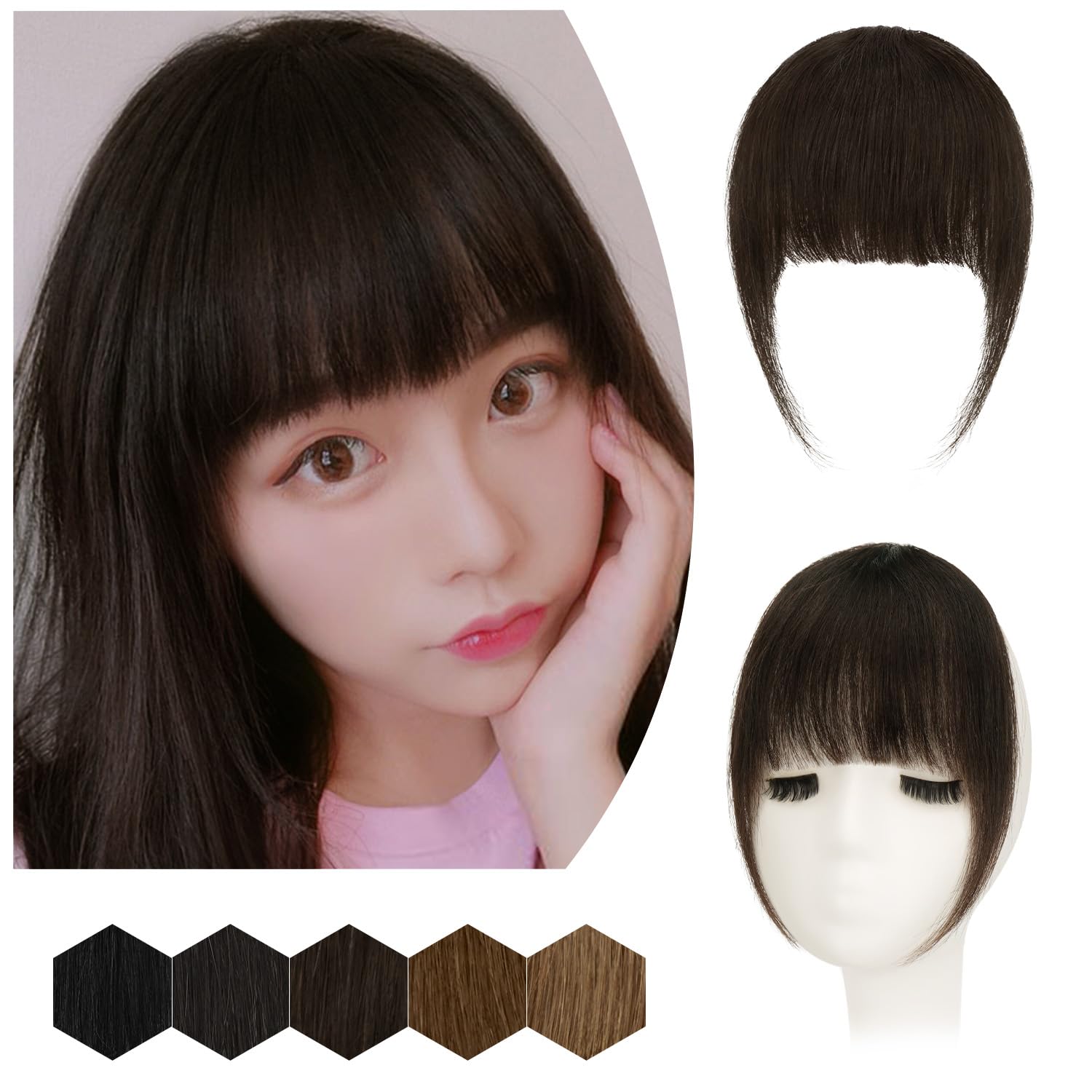 【送料無料】Peacoco ウィッグ 前髪ウィッグ 厚め 毛質・ツヤ・触り心地が自然 バレない サイドあり 約17cmの長さ 約20cmの幅（±1cm誤差がある） 毛量が多い 装着簡単 イメチェンしたい・前髪を切りすぎ 自然 前髪エクステ 洗える 簡単 長い ワイドバング ぱっつん つ