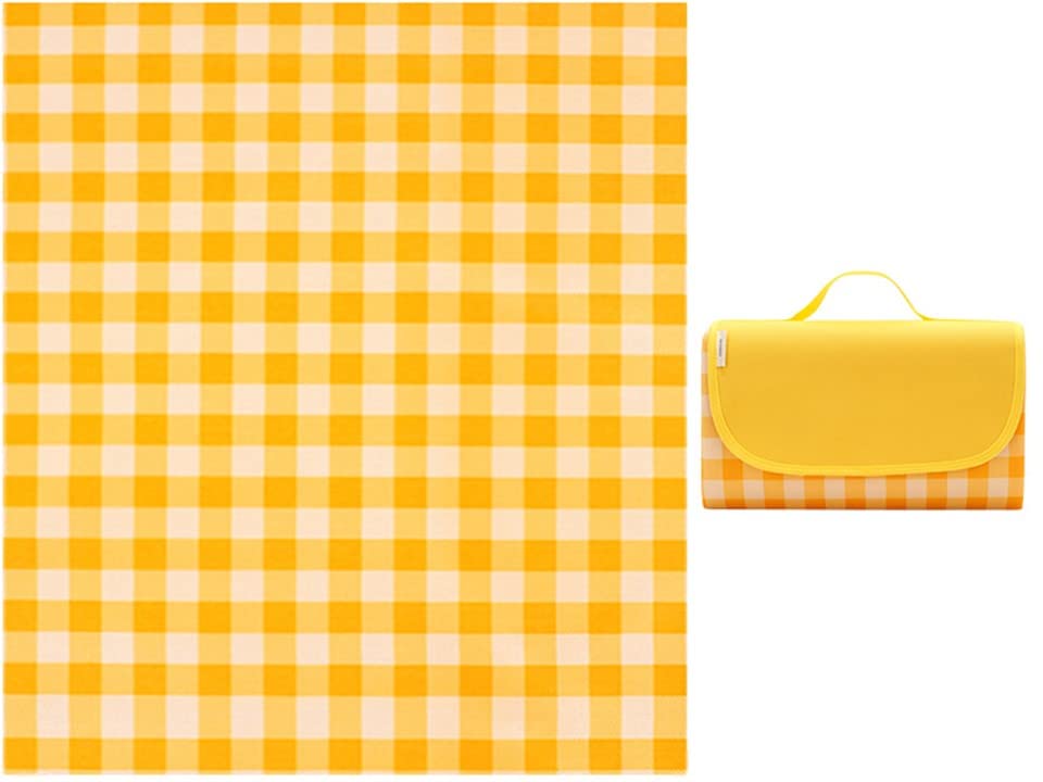 【送料無料】ISEFUJI レジャーシート ピクニックマット 大判 厚手 防水 折り畳み 200x200cm 6~8人用 コンパクト収納 携帯便利 軽量 遠足 運動会 お花見 ビーチ キャンプ アウトドア (イエロー)