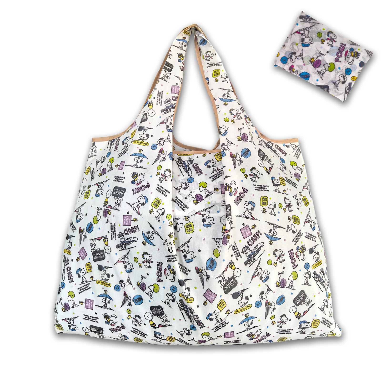 【送料無料】[PUPUKING] 1個入り，エコバッグ， 買い物バッグ，折りたたみ，防水素材，水や汚れにも強い，軽量，コンパクト，洗濯可能，水洗い，携帯便利，ポリエステル素材，大容量 (白い子犬8, Lサイズ)