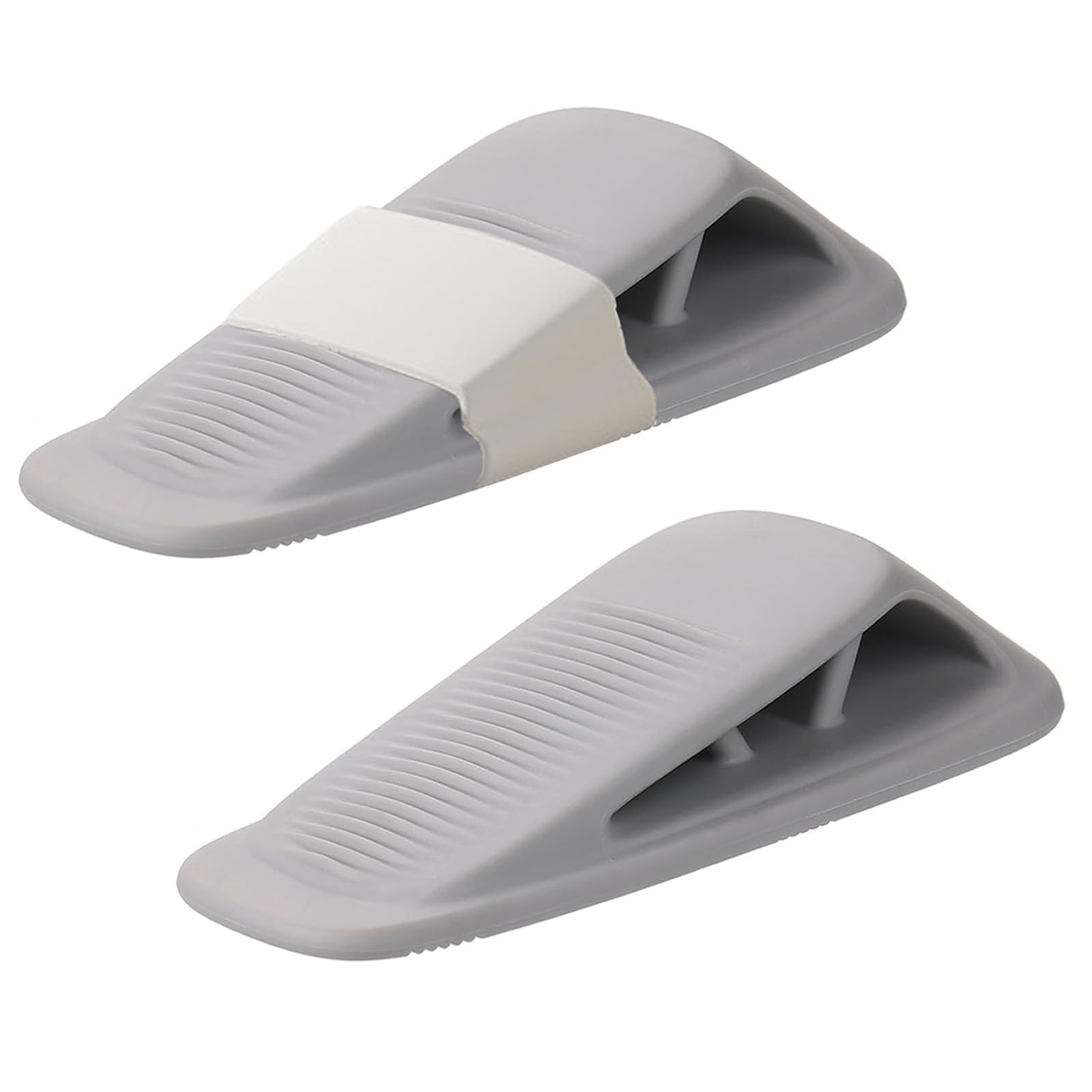 【送料無料】Refoiner ドアストッパー 室内 強力ドア用 ストッパー 玄関 扉 ストッパー 引き戸 弾性 柔軟 扉止め 差し込み式 防風強力固定 シンプル スライドドア 家庭 プレミアム オフィス用 収納スロット付き グレー 2個パック