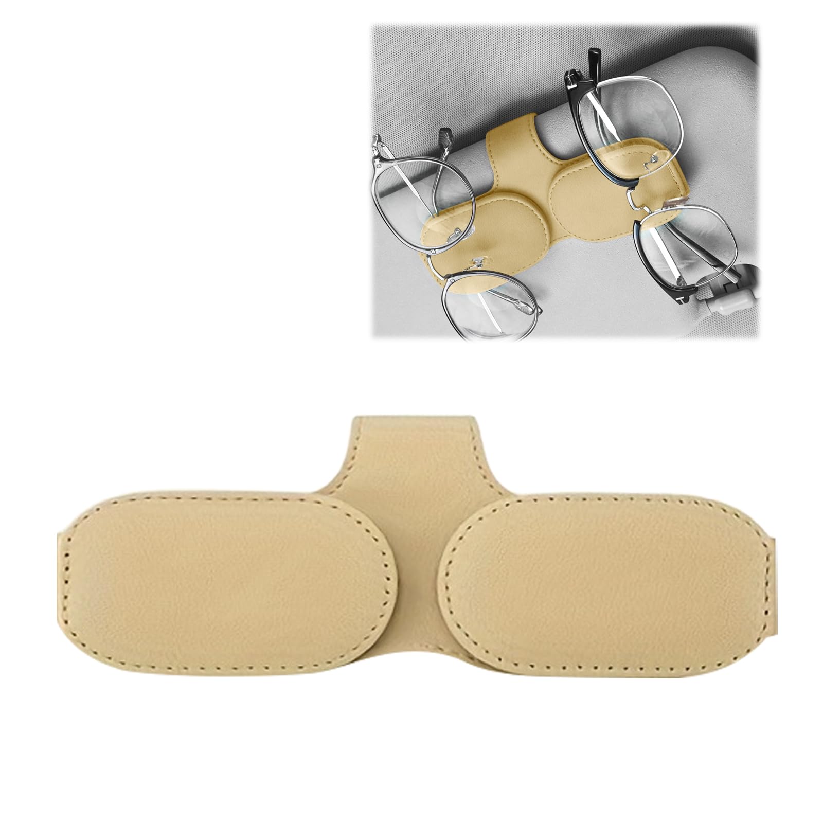 【送料無料】【雲見】車 サングラスホルダー レザー 取り付け簡単 車載サングラス収納 カードホルダー ..