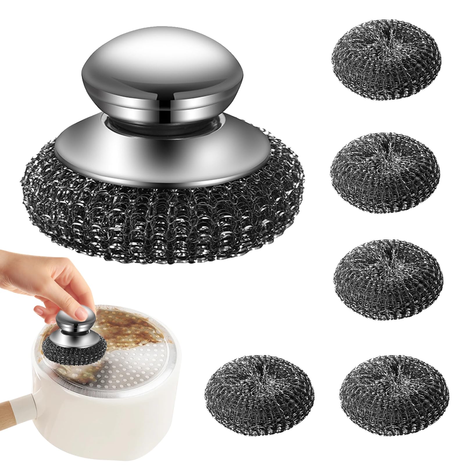 【送料無料】【雲見】カナダワシ ステンレスたわし 金たわし スチールたわし 持ち手 本体+替え6個 キッ..