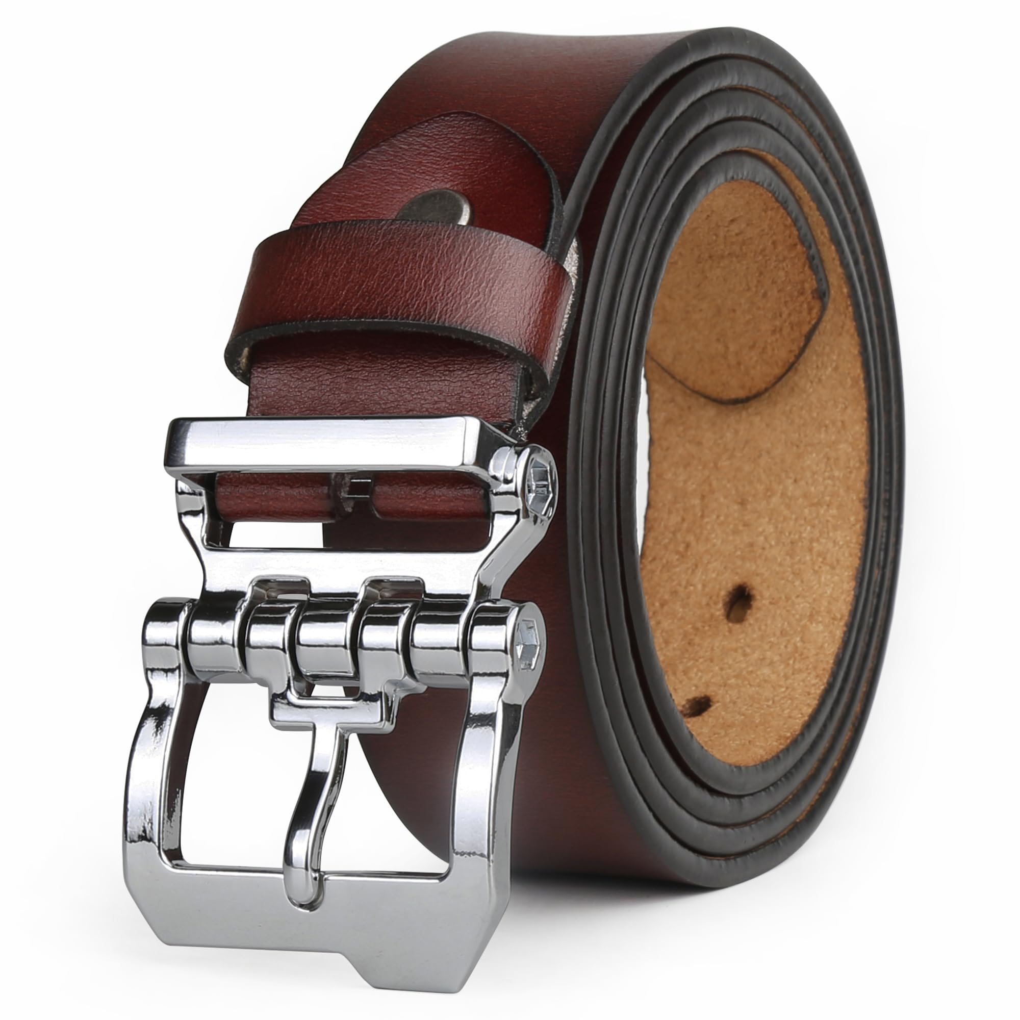 【送料無料】[JingHao]ベルト メンズ 大きいサイズ,ベルト メンズ 本革,おしゃれカジュアルジーンズ ベルト,作業用ベルト茶色＆ブラック通常サイズと大サイズ 105-160cm (4XL 46 "-48"長さ135cm, チョコレート 5)