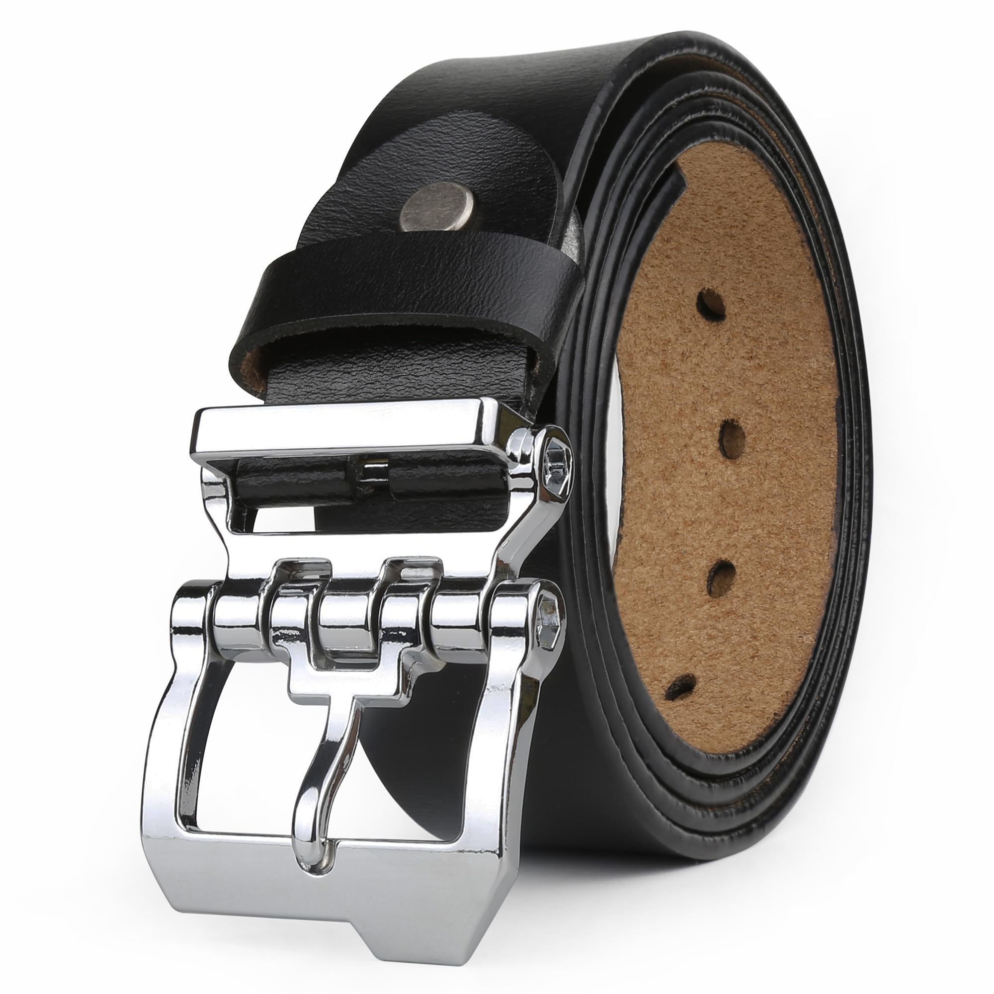 【送料無料】[JingHao]ベルト メンズ 大きいサイズ,ベルト メンズ 本革,おしゃれカジュアルジーンズ ベルト,作業用ベルト茶色＆ブラック通常サイズと大サイズ 105-160cm (3XL 43 "-45"長さ130cm, ブラック 5)