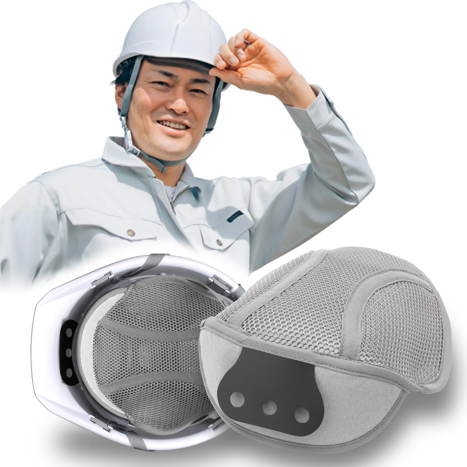 【送料無料】Yestar ヘルメット インナー 【4枚セット】 おでこ 汗取り 汗吸収 汗取りパッド 通気 速乾 冷却 蒸れ解消 熱中症対策 メッシュ生地 (グレー)