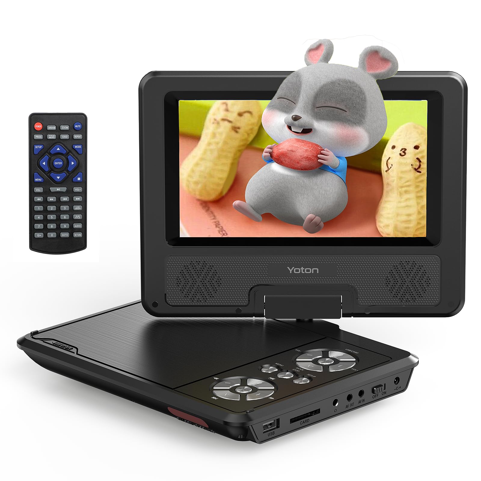 【送料無料】YOTON 9.5インチ ポータブルDVDプレーヤー、7.5インチ回転ディスプレイ搭載、車載・子供向..