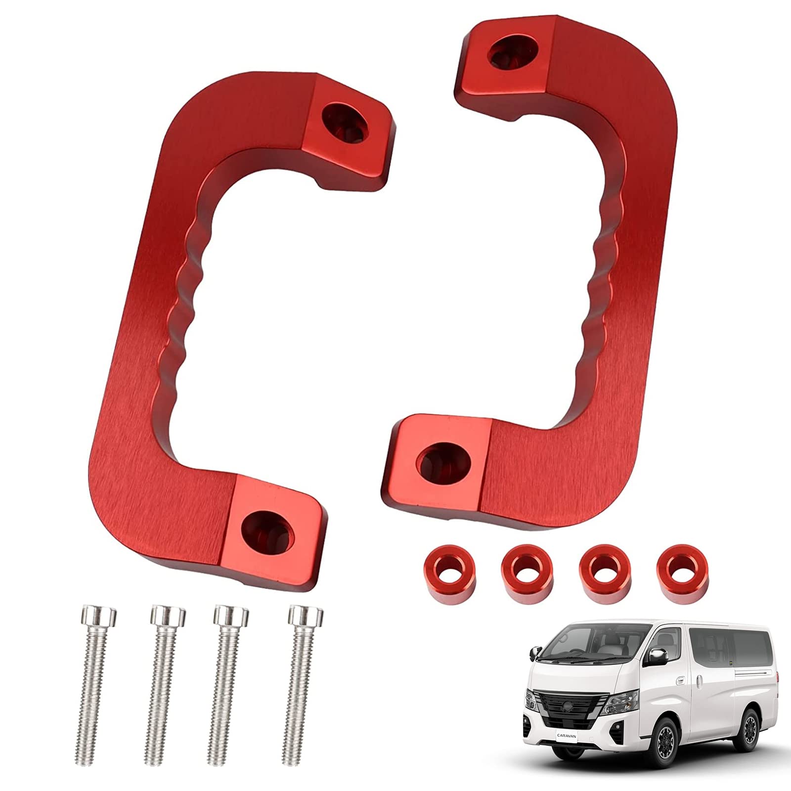 【送料無料】BAGARAATAN NV350 E26 キャラバン アルミ アシスト グリップ レッド 運転席 助手席 2P グ..