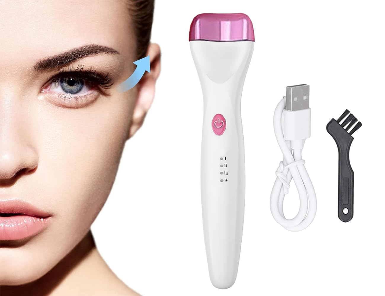 【送料無料】電動まつげカーラー 5Dアイラッシュカーラー 3つの加熱モードとクリーニングブラシを備えた充電式電気まつげカーラー 三段階温度調節 加熱式 USB充電式 携帯便利 超軽量 火傷防止 クリーニングブラシ付き (白)