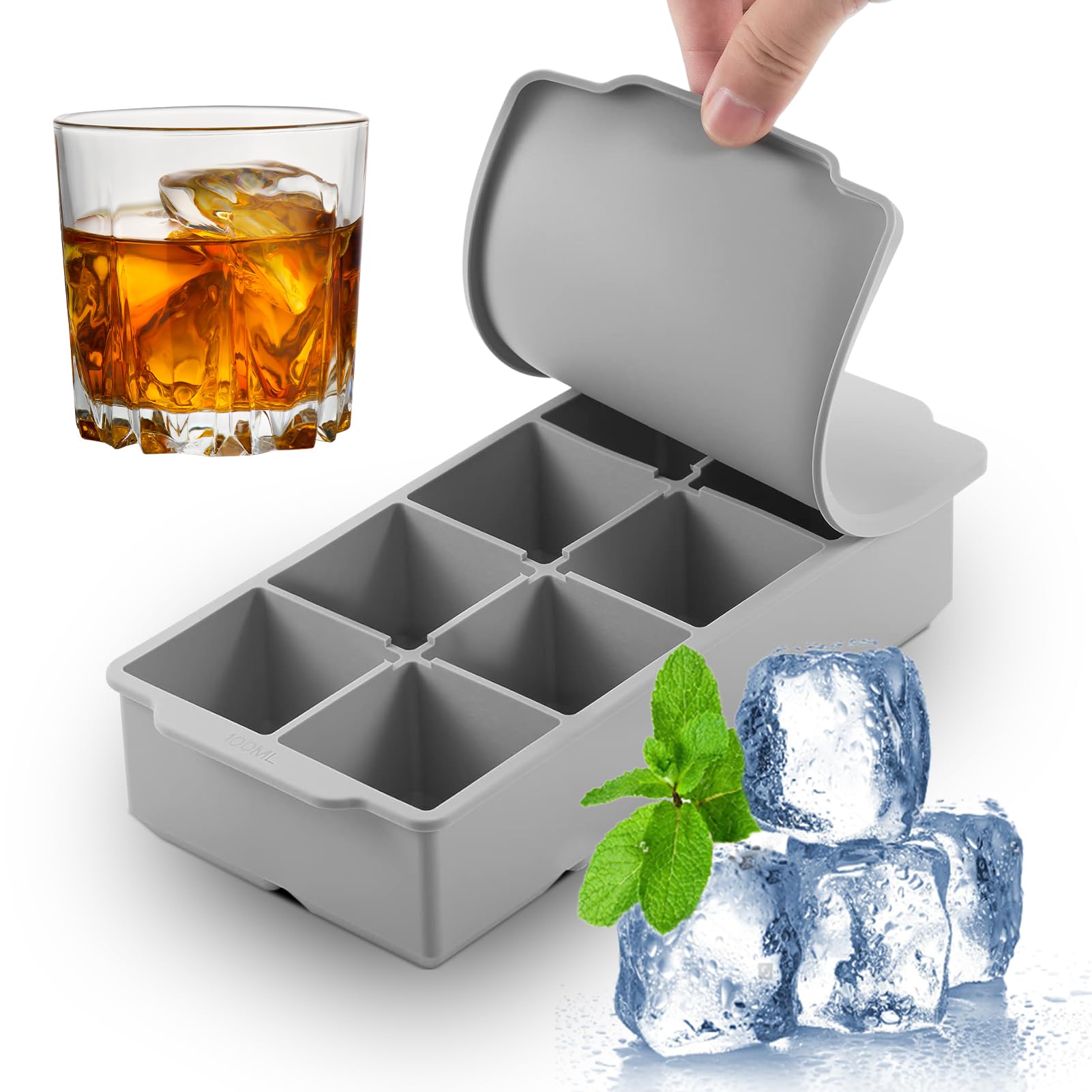 【送料無料】YOUSHY製氷皿 食品級シリコン製 蓋付き 氷作る容器 アイスキューブ 製氷器 大きい氷 四角..
