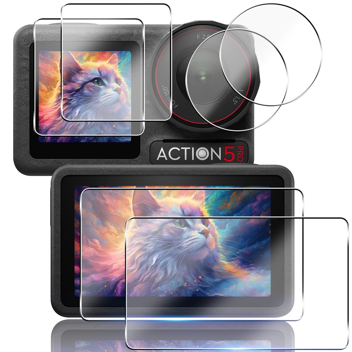 【送料無料】対応 DJI Osmo Action 5 Pro ガラスフィルム 国産AGC 旭硝子 9H硬度 全面保護 ラウンドエ..