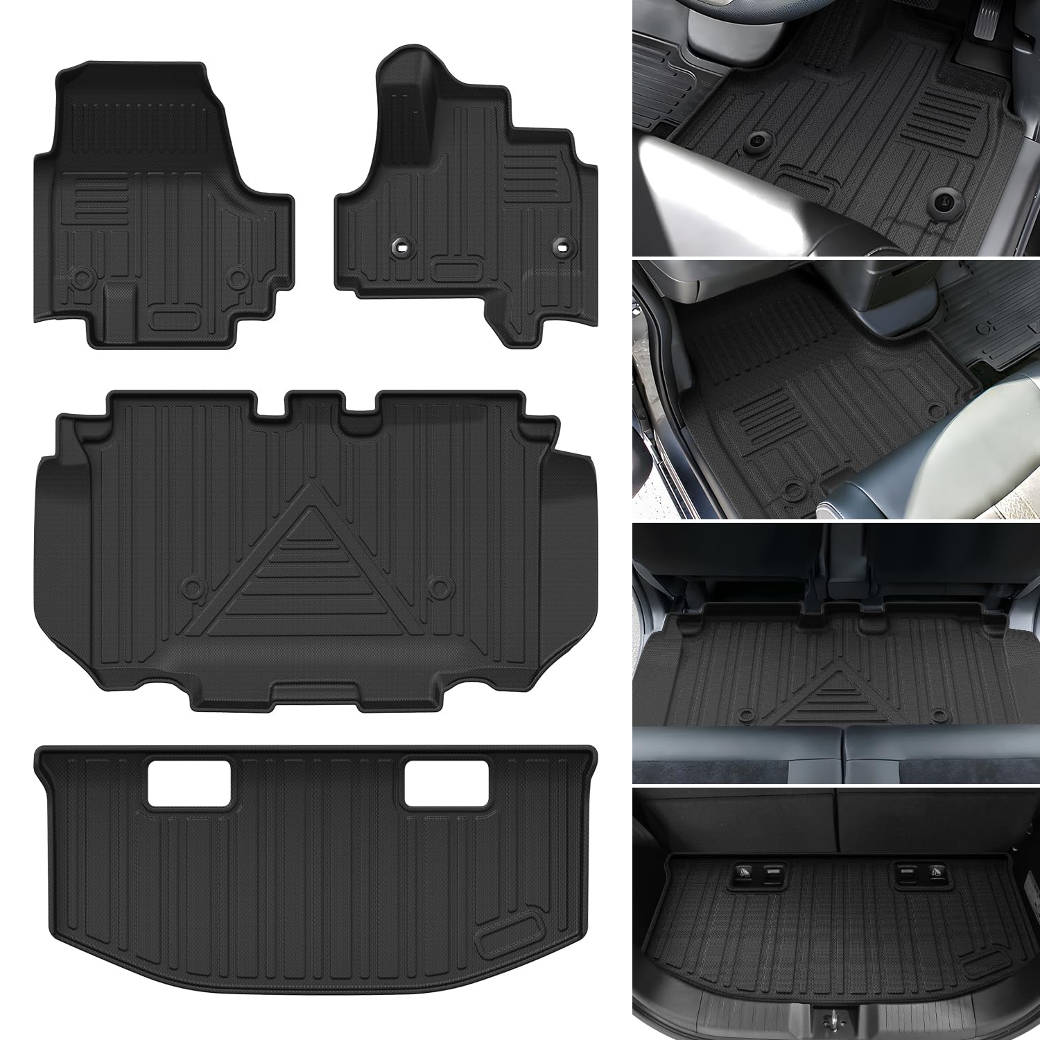 【送料無料】Jiooy ホンダ 新型 N-BOX JF5 JF6 JOY フロアマット+セカンドマット+ラゲッジマット 4点セット エヌボックス JF5 トランクマット NBOX JF6 カーマット Nボックス ジョイ 3D立体マット JF5 ラゲッジトレイ JF6 TPE 防水 汚れ防止 取付簡単 車種専用設計 (ホン