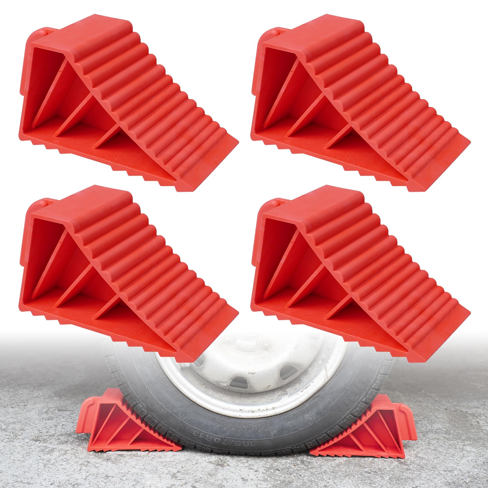 【送料無料】Donext タイヤストッパー タイヤ止め 車輪滑り止めブロック 耐荷重3t 4個セット ...