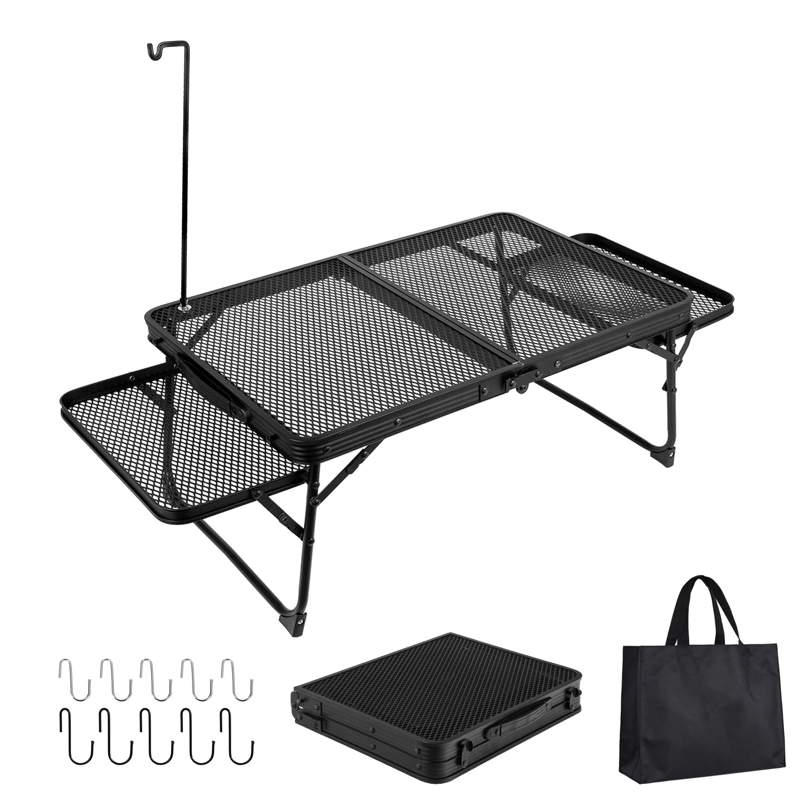 【送料無料】UPF キャンプ テーブル ランタンスタンド付き メッシュ テーブル アウトドア テーブ ...