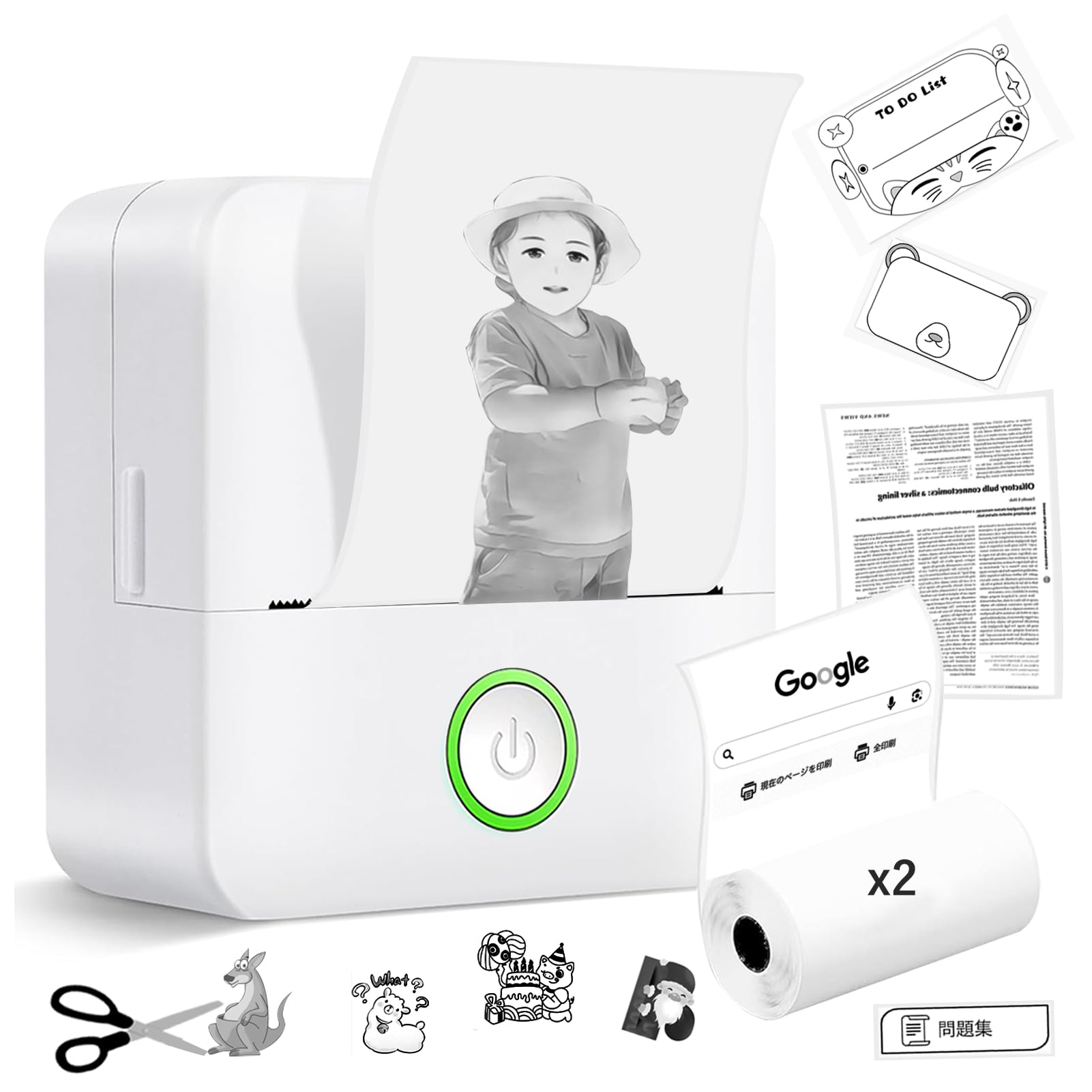 【送料無料】SHUIII スマホプリンター ミニプリンター スマホ対応 【AIアニメ化&画像生成AI】 サーマルプリンター Bluetooth接続 USB充電式 1200mAh モバイル Android iOS対応 ポータブル 小型 モノクロ ラベル 勉強/ノート/写真/リスト/メモ/手帳/領収書/ラベル/テレワ