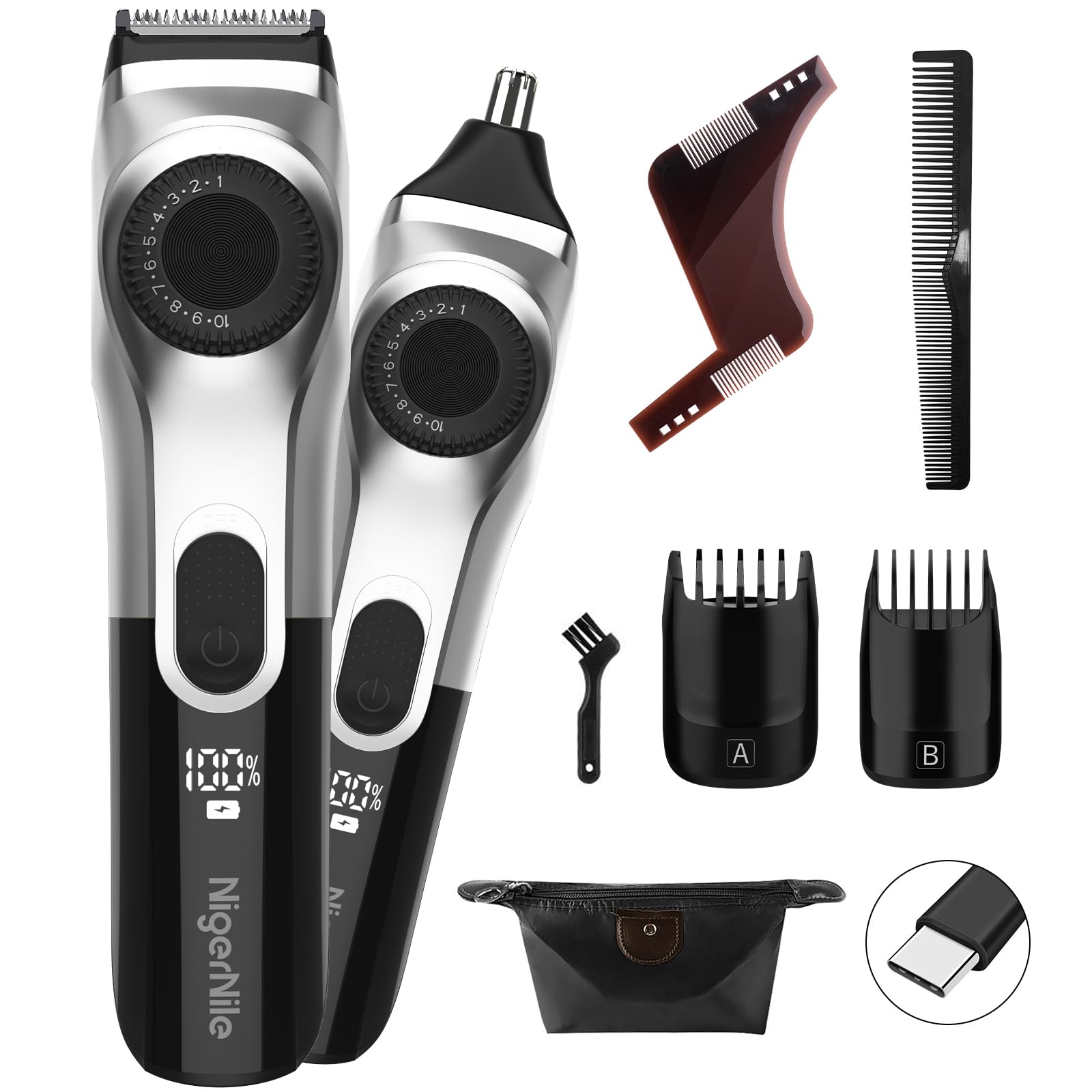 【送料無料】ヒゲトリマー 髭 バリカン 鼻毛カッター IPX7防水 0.5〜20mm 39段階長さ調節 自動研磨 低..