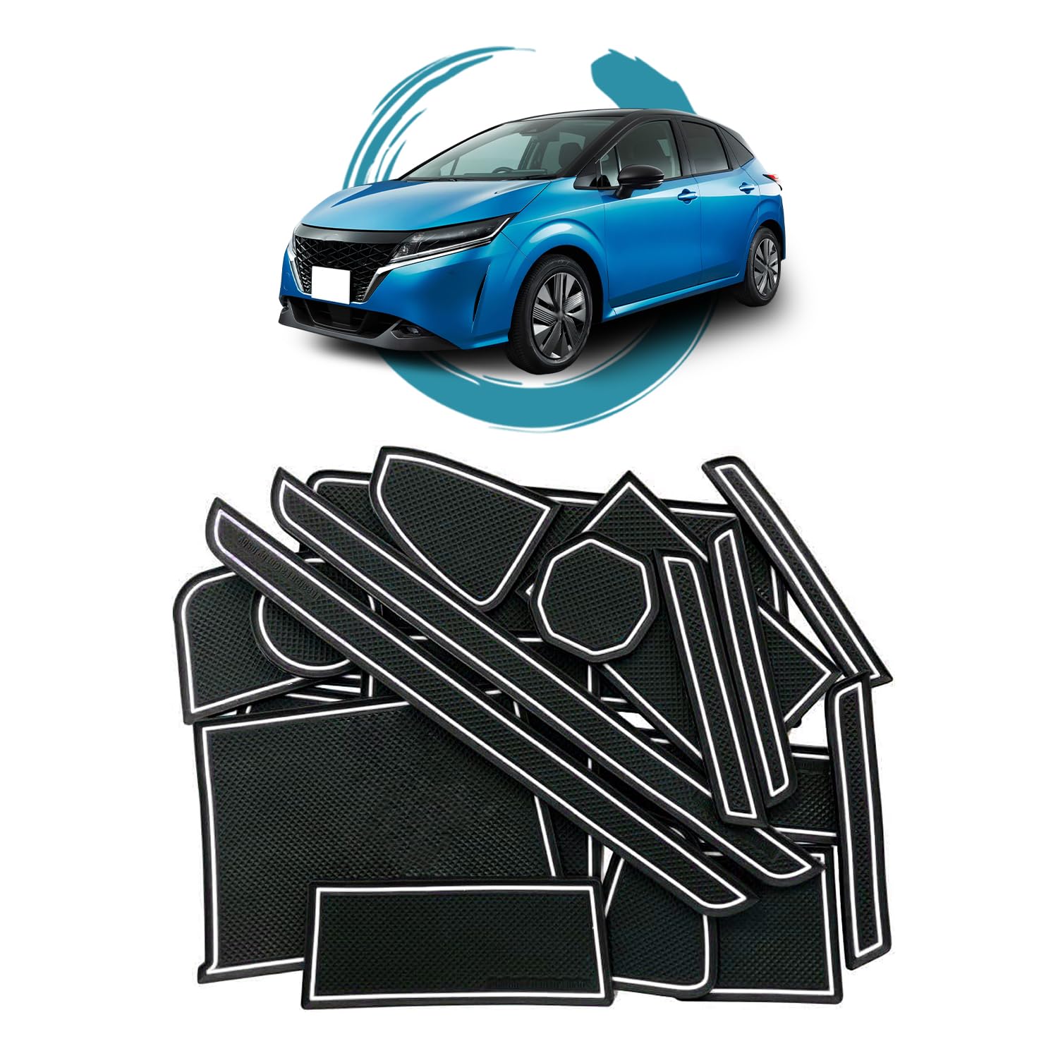 【送料無料】ruiya 新型 日産 オーラ ノートオーラ FE13 専用 ラバーマット ドアポケット マット インテリアラバーマット 滑り止めシート アクセサリー パーツ ポケットマット 引っ掻きキズ防止 ノイズ軽減 14枚 カスタムパーツ (白)