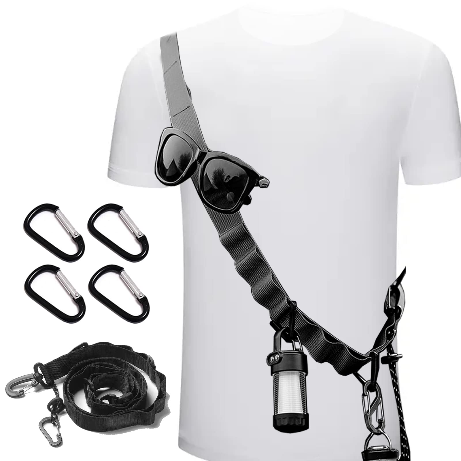 【送料無料】D.SigiYa ハンギングチェーン カラビナ付き 【体に巻き付けて】 デイジーチェーン 130cm ループロープ ランタン タープ 洗濯物 食器 キャンプ アウトドア テント 登山収納 ライト 吊り下げ 物干し 多機能 ランドリーロープ 物干しロープ 携帯便利