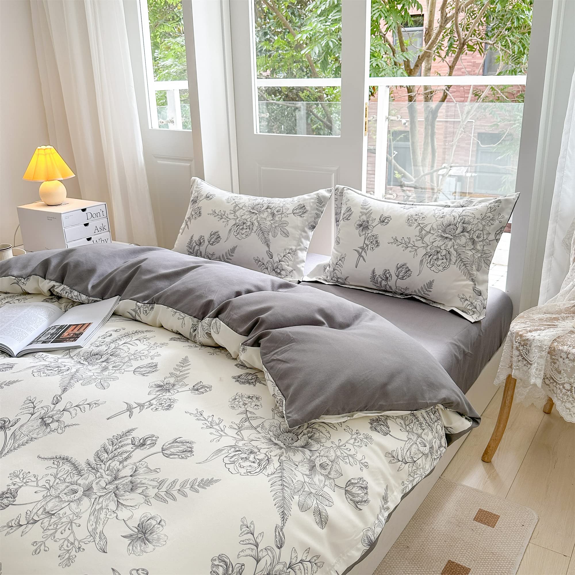 【送料無料】BUKAROOM 布団カバー 花柄 掛け布団カバー 寝具カバー 花柄 おしゃれ ダブルファスナー （..