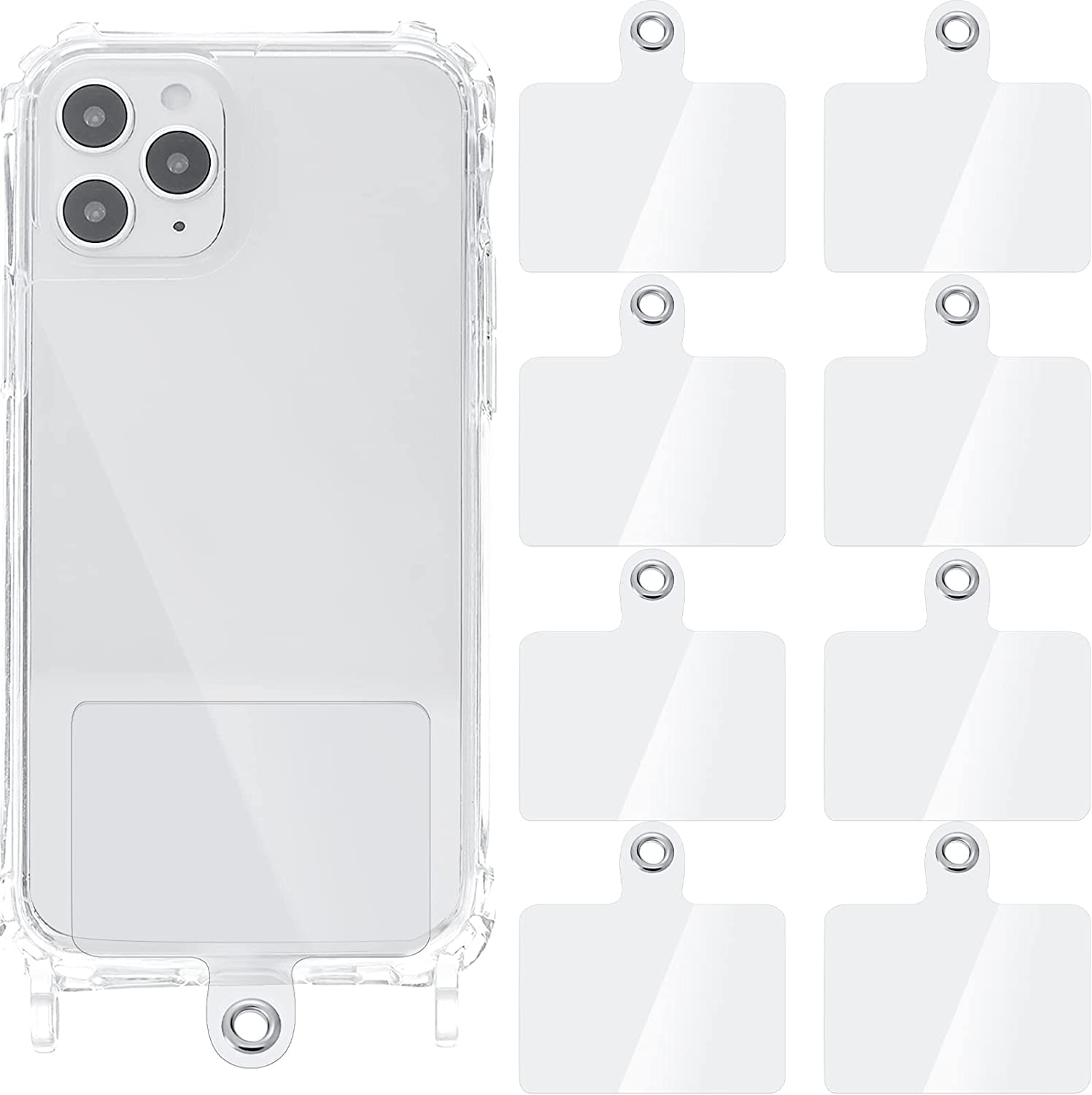 【送料無料】[Odejaa] スマホ ホルダーシート 8枚入 ストッパー 透明 落下防止 首掛け 斜め 肩掛け 首..