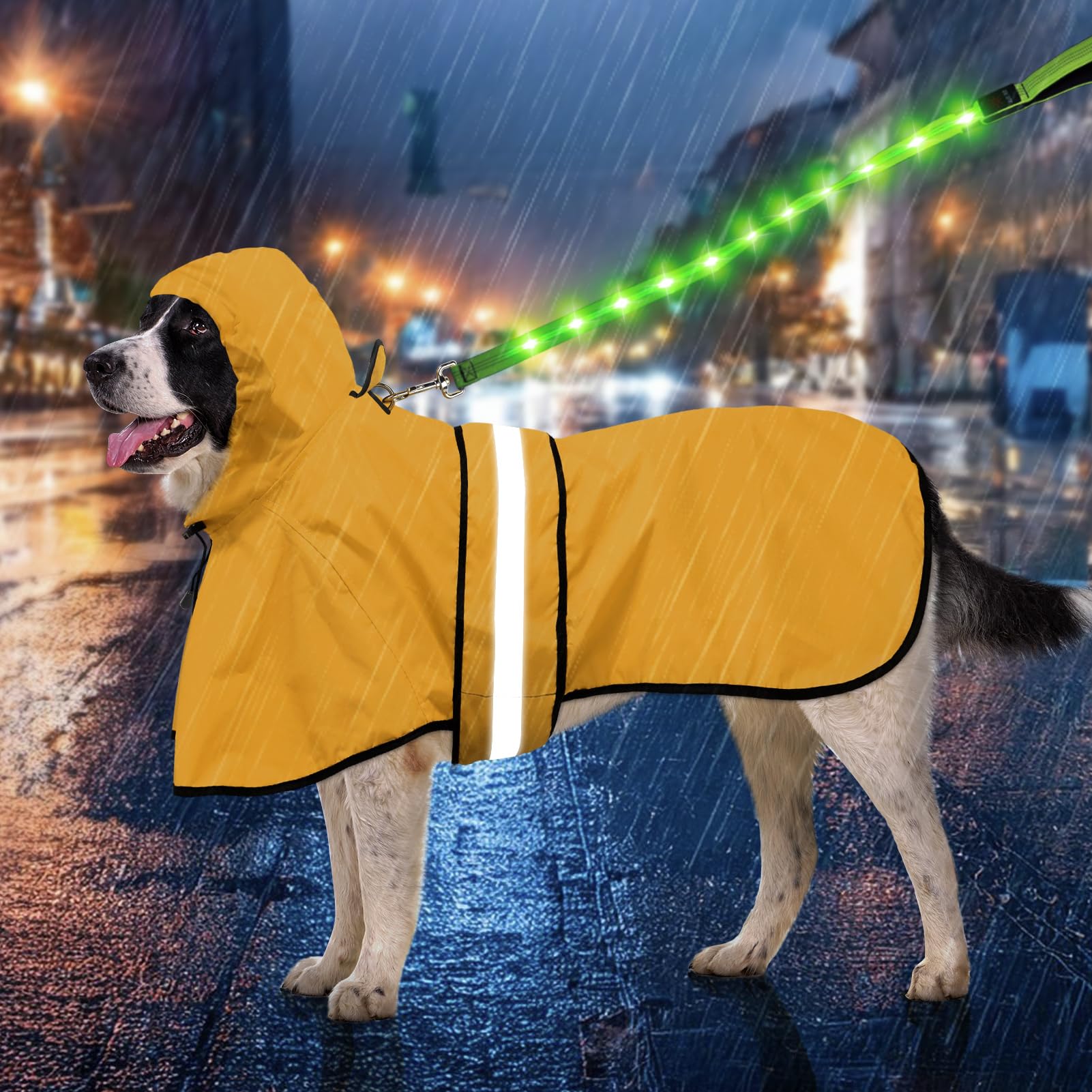 【送料無料】Weesiber 犬 レインコート ペットレインコート カッパ 100%の防水生地 夜間反射 帽子付 梅雨対策 防雪 防風 通気 軽量 調節可能な ...