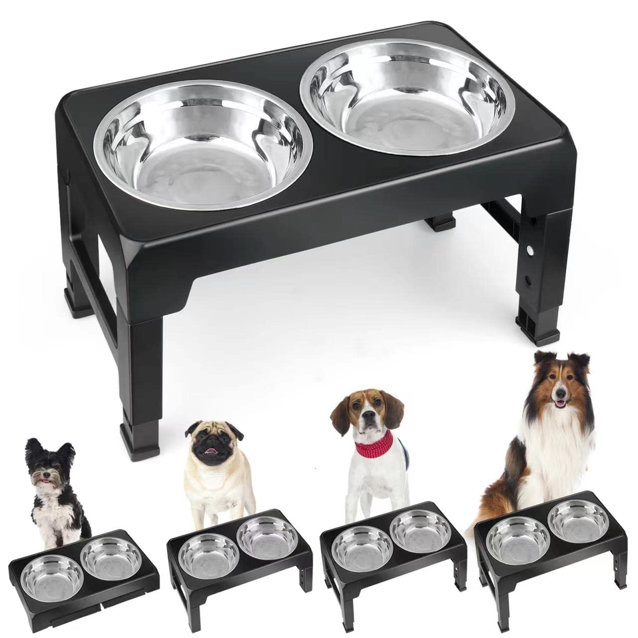 【送料無料】映澤（エイタク） 犬 食器 フードボウル 犬用 食器台 大型犬向け 折り畳み昇降式4段階 高..