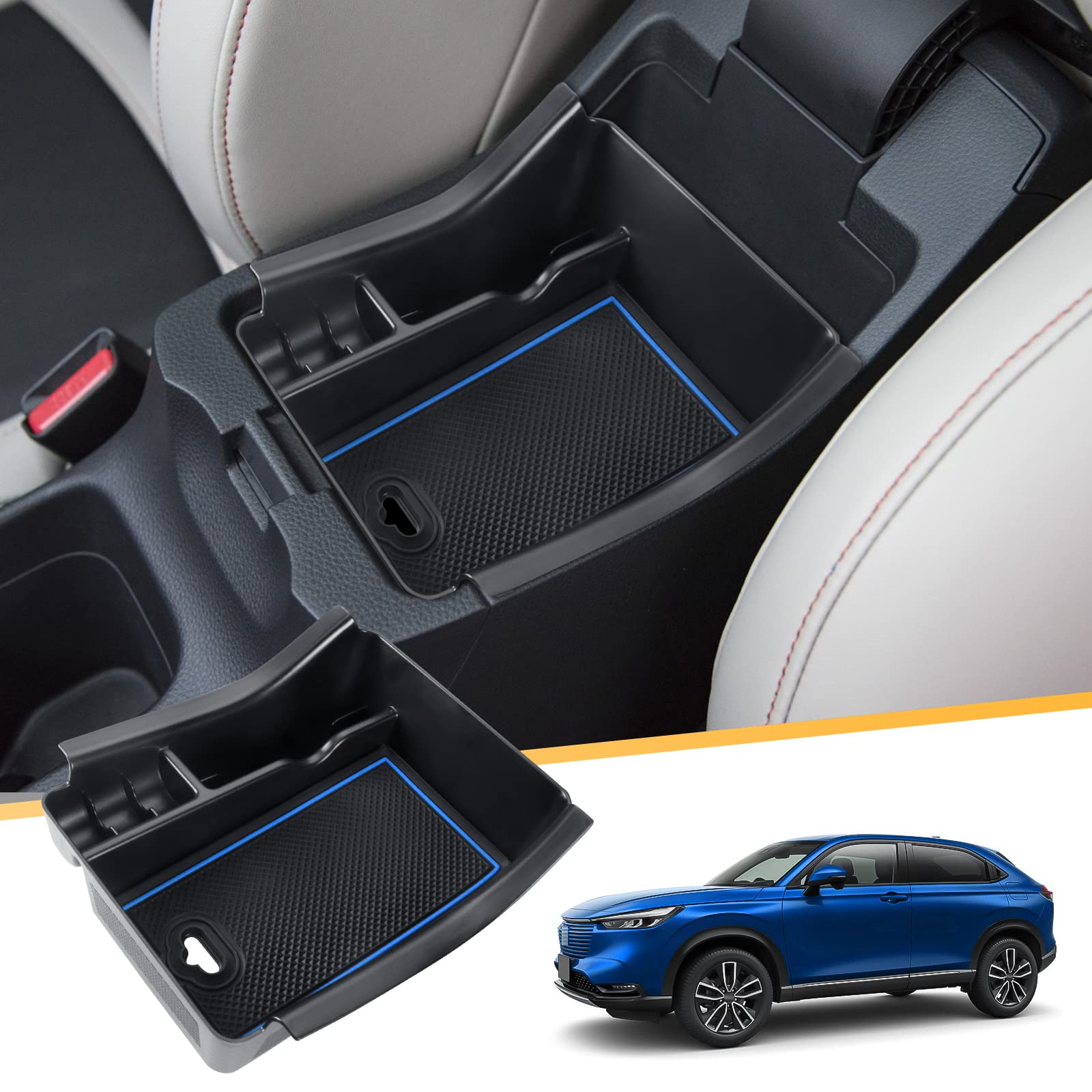 【送料無料】LFOTPP 2021 新型 ホンダ ヴェゼル 2代目 専用 コンソール ボックス トレイ べセル コンソール Vezel 収納ボックス ヴェゼル アクセサリー カスタムパーツ ヴェゼル 収納ボックス 車種専用 (ブルー)