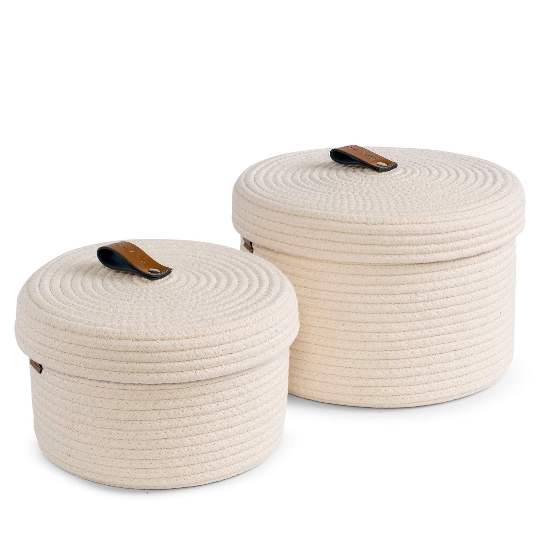 【送料無料】YEARONAN ふた付き収納バスケット 化粧品収納 天然コットンロープ素材 抗菌 洗える 装飾バ..