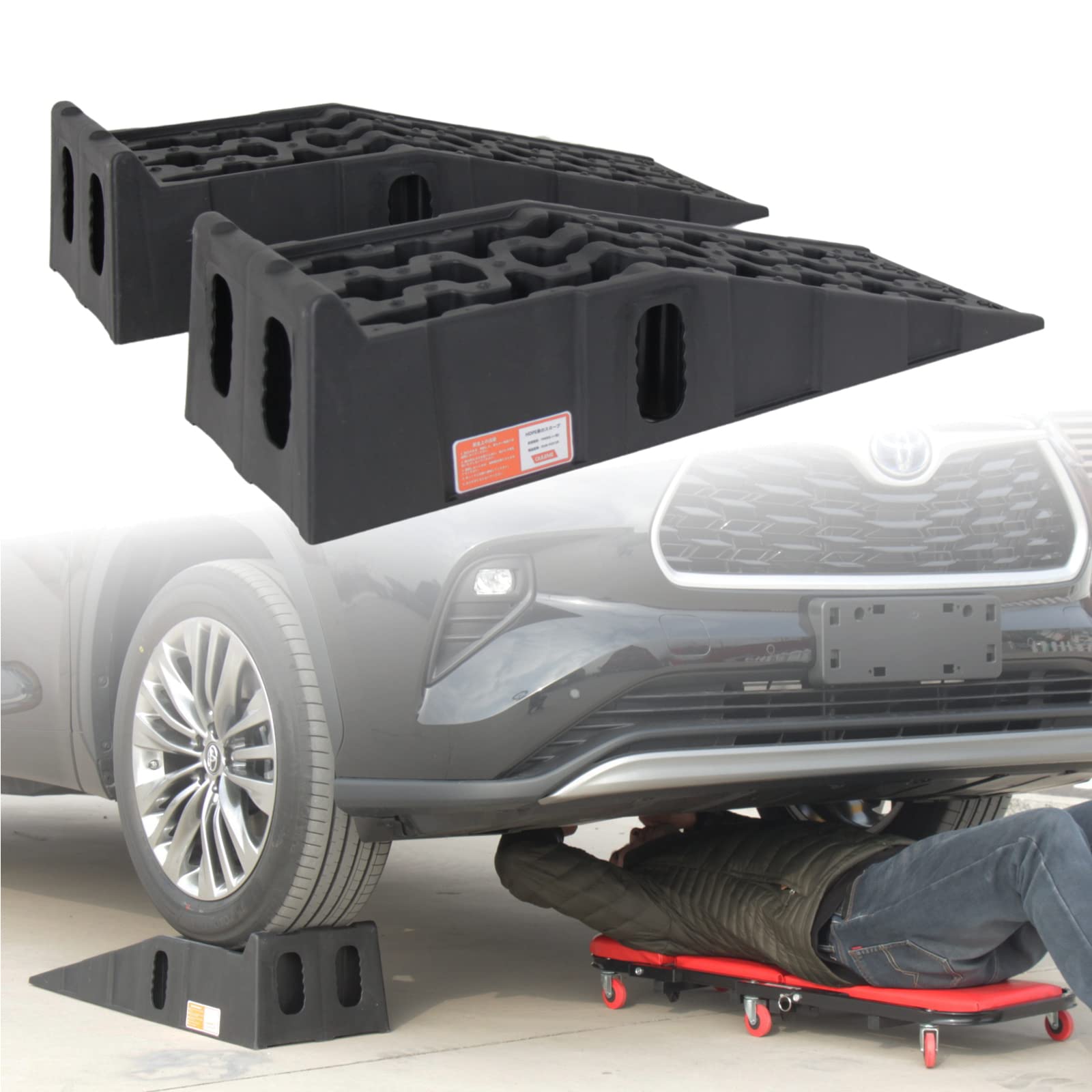 【送料無料】OULEME カースロープ ハイリフト 車 タイヤスロープ 整備用 油圧ジャッキ代替 カ ...