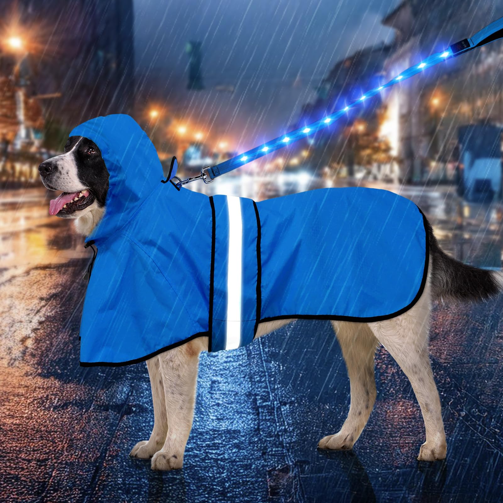 【送料無料】Weesiber 犬 レインコート ペットレインコート カッパ 100%の防水生地 夜間反射 帽子付 梅雨対策 防雪 防風 通気 軽量 調節可能な ...