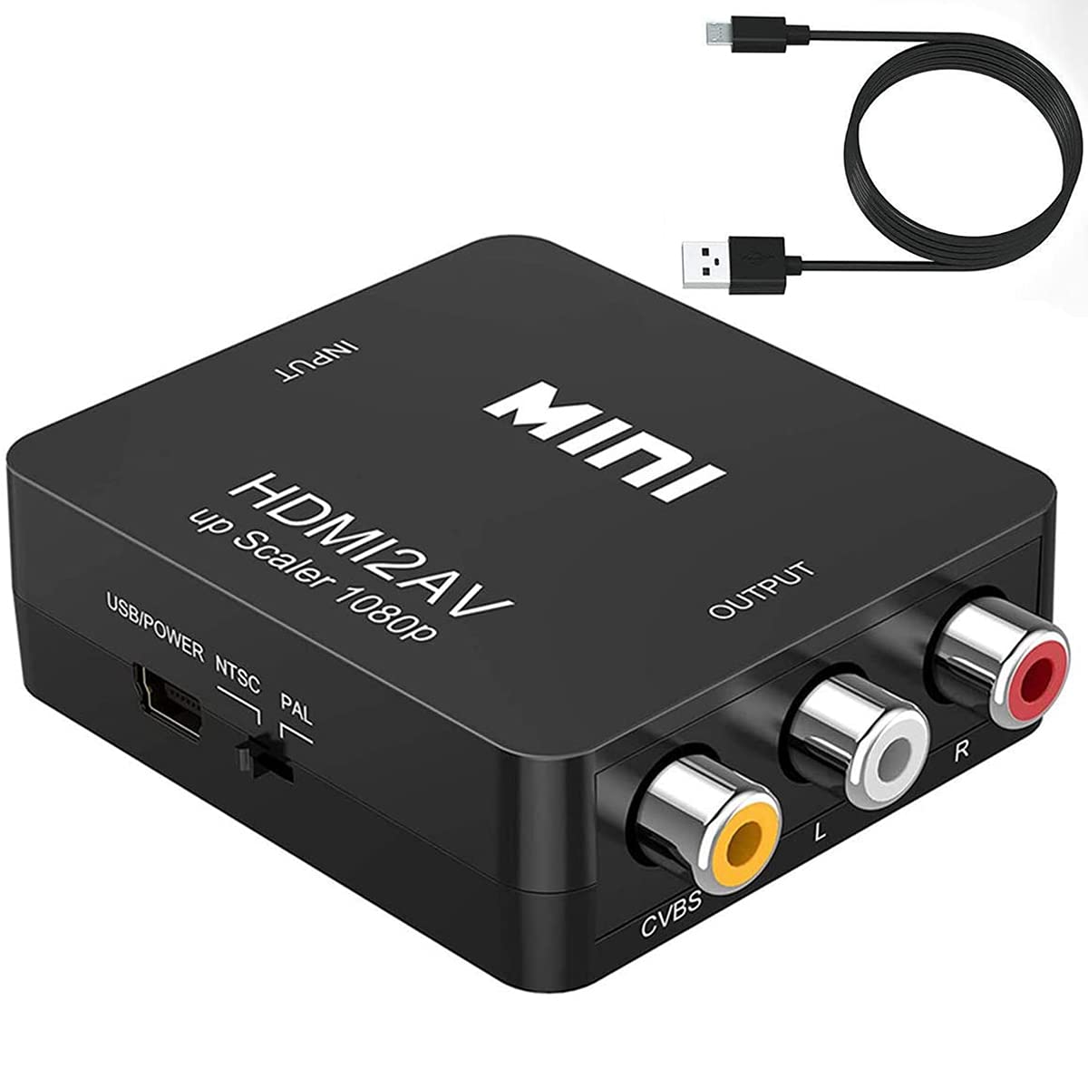 【送料無料】HDMI to AV変換コンバーター HDMI to RCA変換 Deear 1080P対応 アナログ変換 音声出力可 テレビ/PS3/PS4/PS5PC/BDプレーヤー/switch用変換コンバーター 充電ケーブル付き ブラック