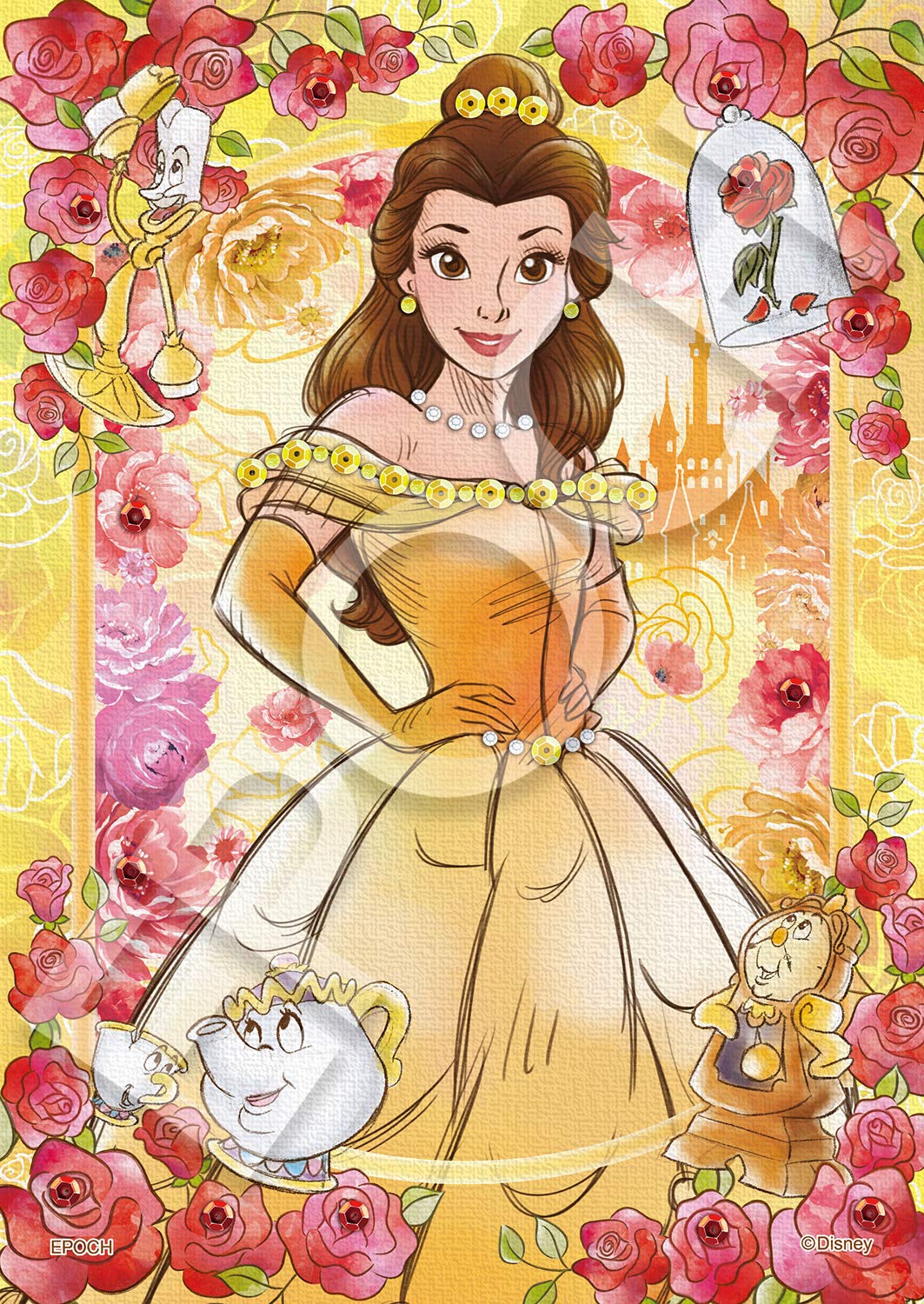 【送料無料】エポック社 108ピース ジグソーパズル ディズニー Belle (ベル)-Charming Rose- (18.2×25.7cm) 72-028 のり付き ヘラ付き デコレーションパーツ付き EPOCH