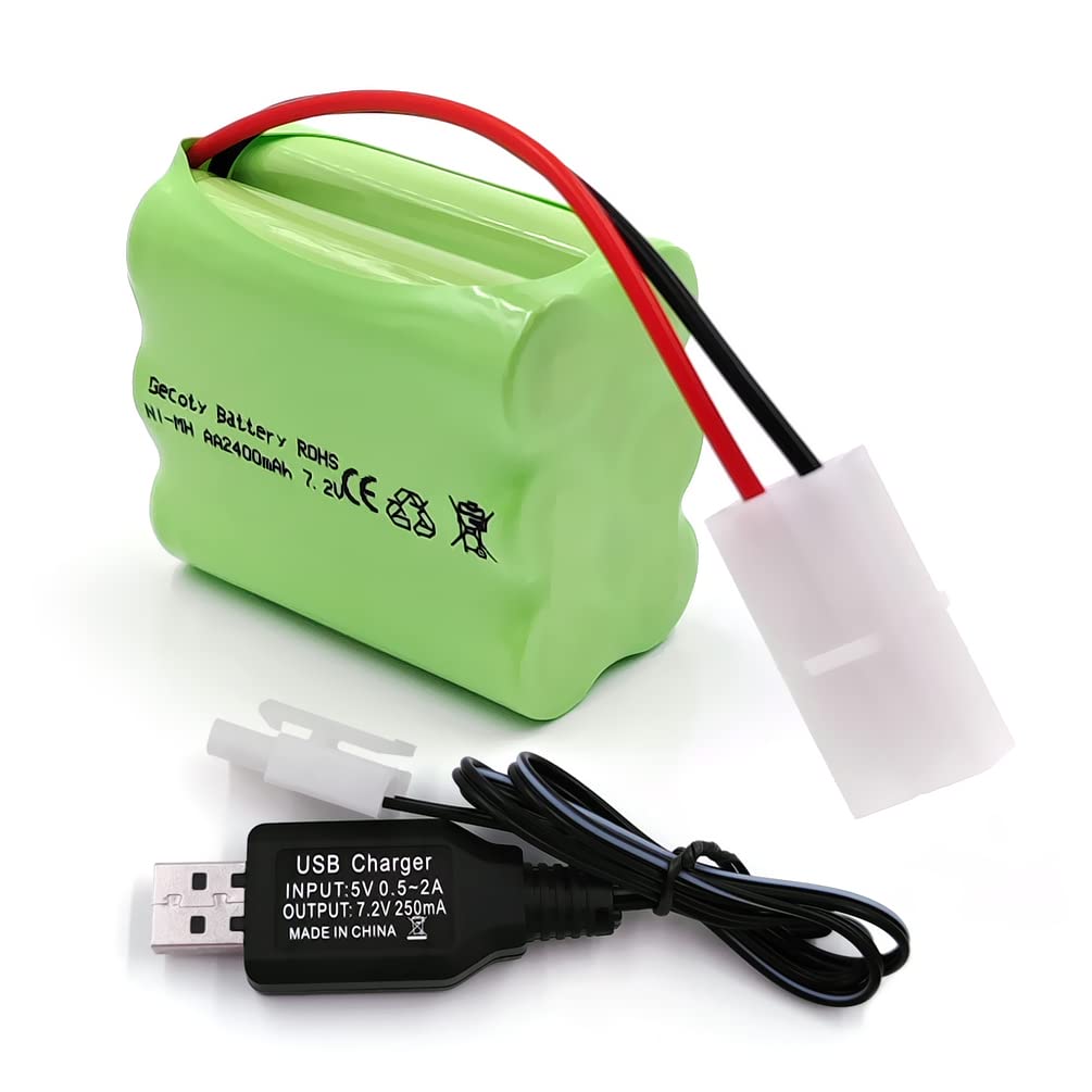 【送料無料】Gecoty 7.2Vバッテリー、KET-2Pプラグ、2400mAh Ni-MH充電式電池、充電ケーブル付き、さま..