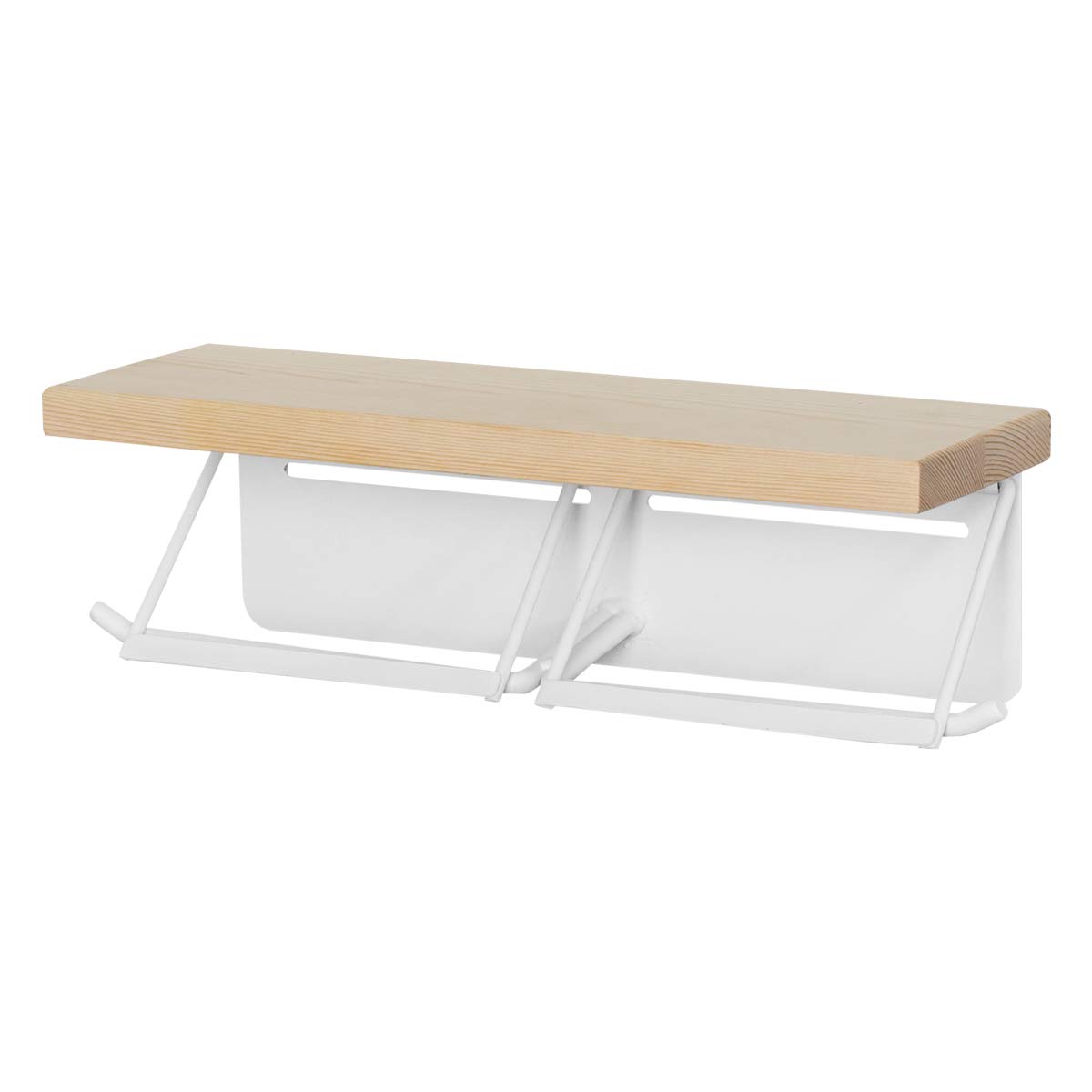 【送料無料】ottostyle.jp トイレットペーパーホルダー 【ダブル/ナチュラル(ホワイトフレーム)】 パイン材 2個取付 天然木 棚 小物置き 簡単設置