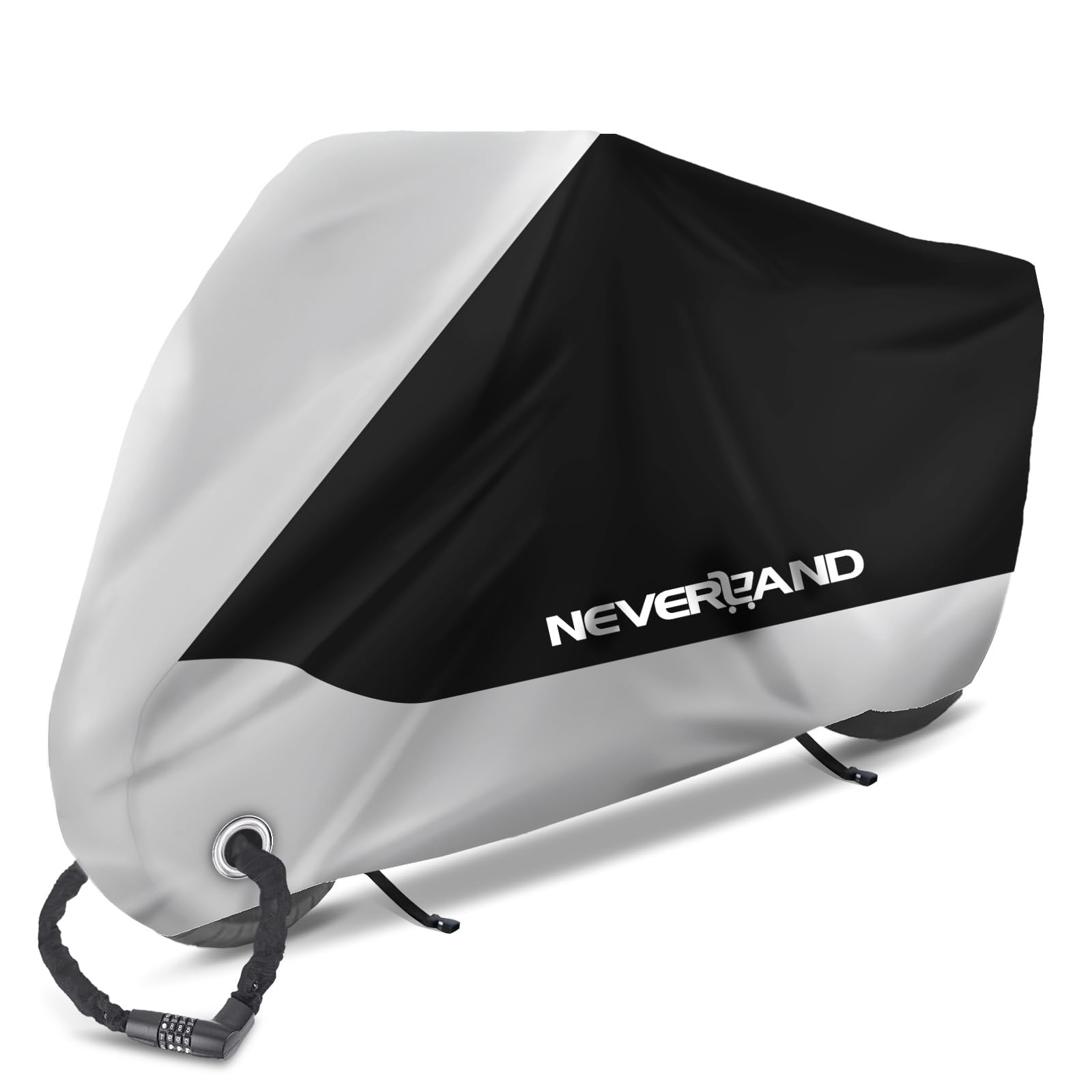 【送料無料】NEVERLAND バイクカバー 車体カバー 丈夫 厚手 190Tオックス生地 撥水 前後ロック穴有り 盗難防止 風飛び防止 耐久 通用型 収納袋付き オレンジ ブラック XL…
