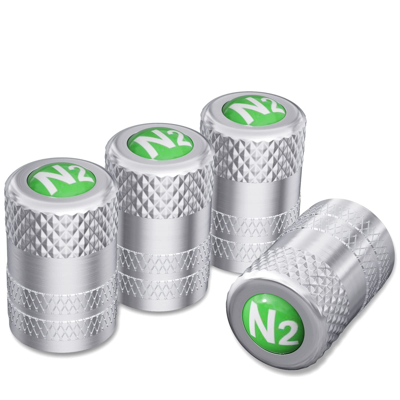 【送料無料】窒素入りエアバルブキャップ シルバー 4個セット アルマイト加工 アルミニウム素材 TP ...