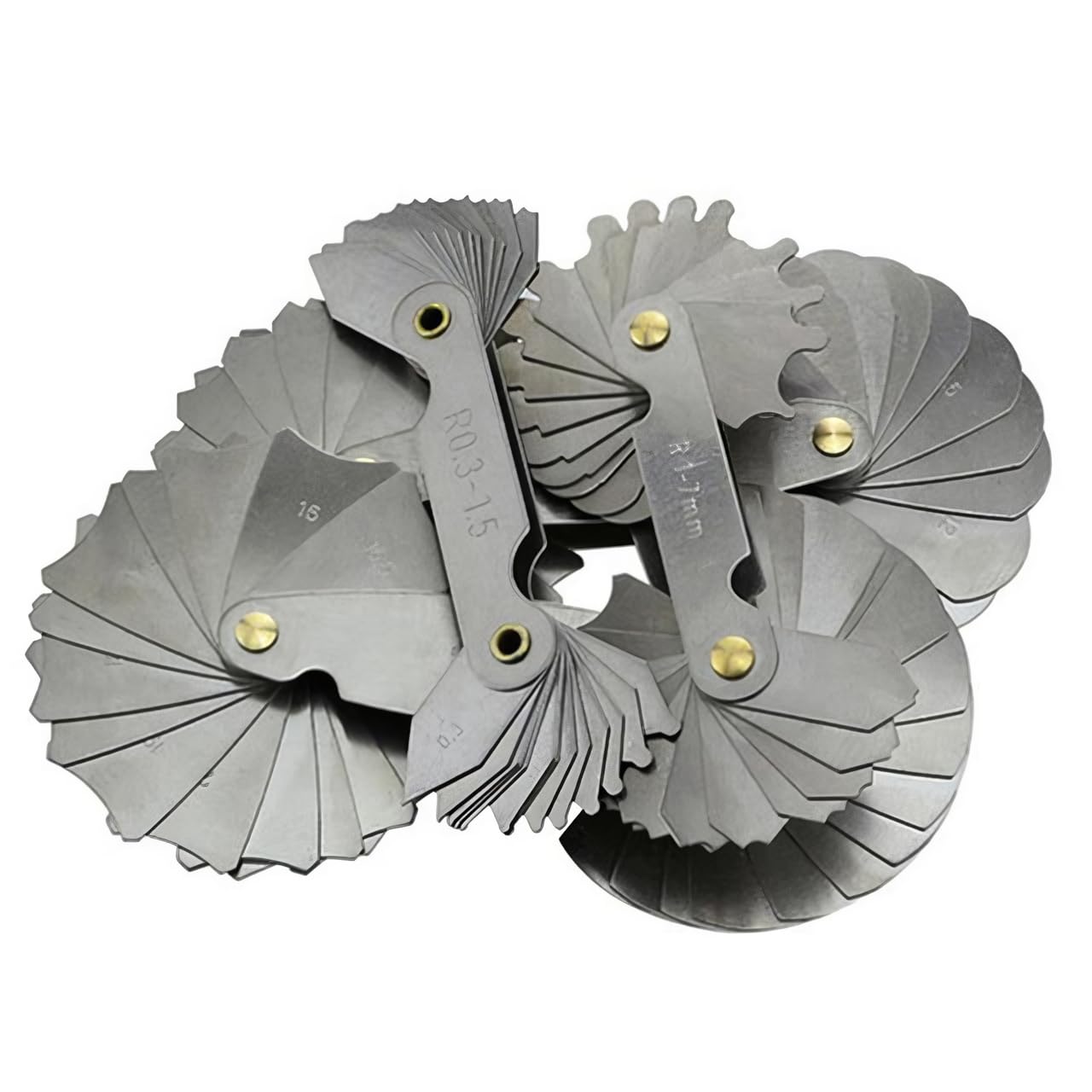 【送料無料】半径ゲージ 4本 ステンレス鋼 半径フィレットゲージ測定ツール 工業用計測器 ラジアスゲージ R0.3-1.5 / R1-6.5 / R7-14.5 / R15-25