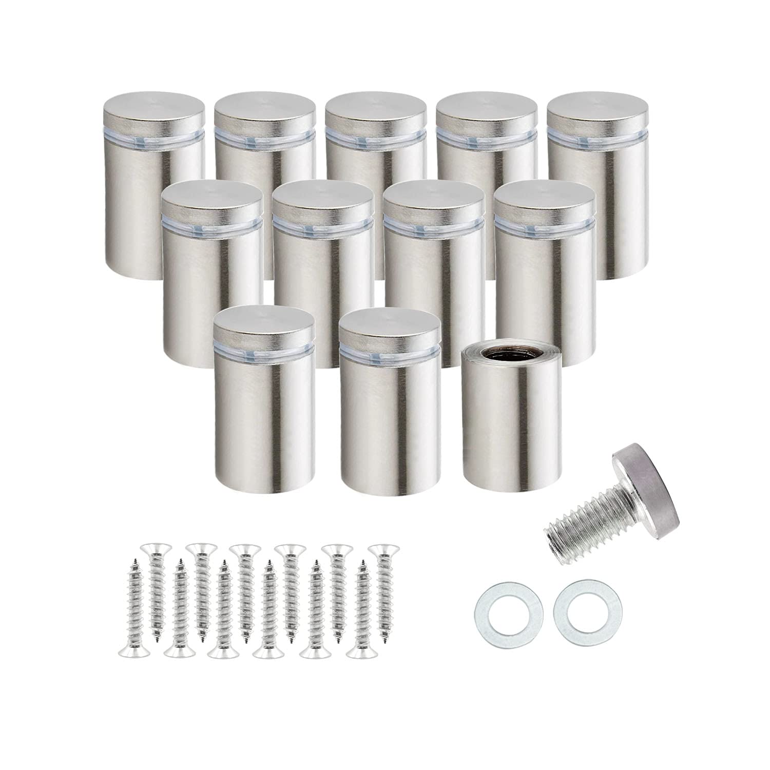 【送料無料】RuoFeng ステンレススチールウォールマウントガラススタンドオフホルダーネジネイル広 ...