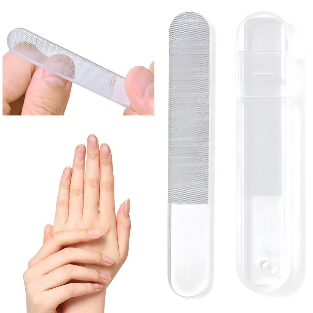 【送料無料】爪磨き 爪やすり ガラス製爪やすり ネイルケアツール 深爪の保護 爪磨き道具 ケース付き ..