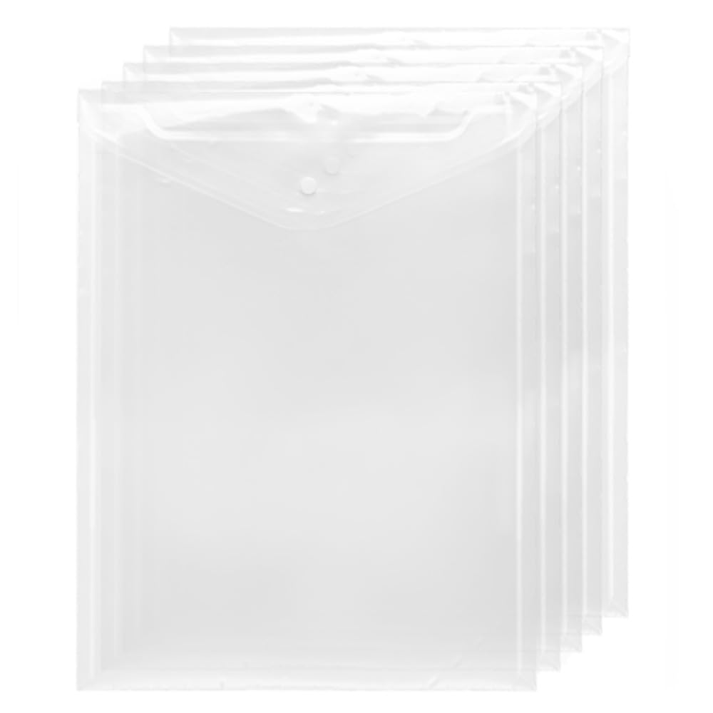 【送料無料】ファイルホルダー 5パック 縦型 A4封筒 書類 資料 収納 保護 文房具 ップボタン付き 大容..