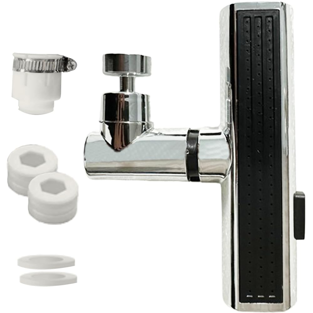 【送料無料】蛇口 シャワー ヘッド レインフォール型 360度 回転 ノズル キッチン 延長 水はね 防止替 ..