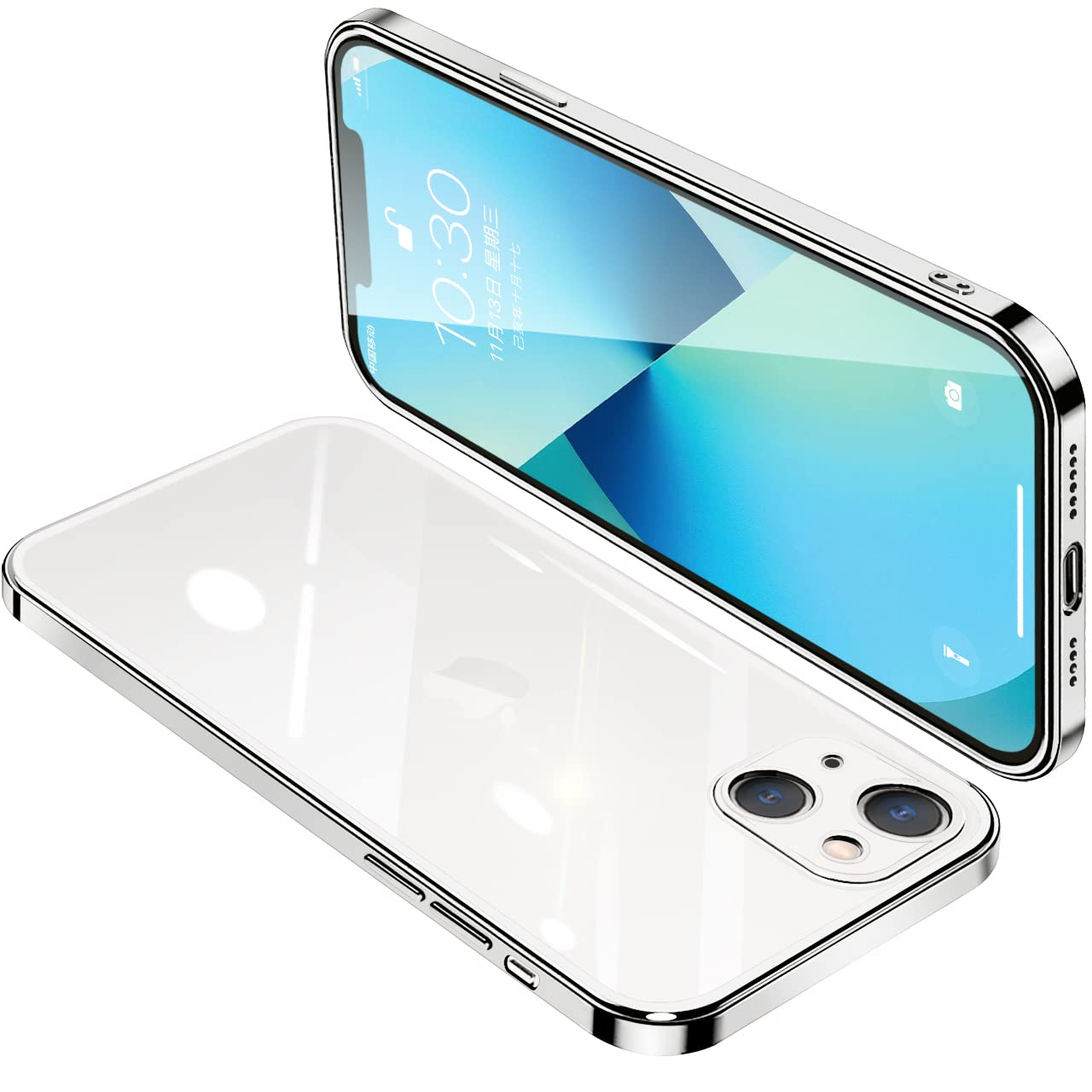 商品情報商品の説明主な仕様 【TPU素材】iPhone12mini(5.4インチ)スマートフォン専用保護カバー 。TPU素材を採用。柔軟性が高く着脱が簡単で変形しにくく、ベタつかず適度な柔らかさで触り心地が良い。ごiPhoneを傷から守れつつも、人や環境に優しいです。【透明で高品質な&黄変に強い】：酸化防止の特殊加工により黄変への耐性があり、長時間、透明度を保ちますにはストラップホールを搭載しているので、お好みのストラップをつけて、iPhoneをよりおしゃれに飾れます。【全面保護】カメラレンズの周りに段差をつけて擦り傷を防ぎます.スマホへの傷つけを防止します.また、カバーの各コーナーを強化し、衝撃を最小限に抑えます。平らな場所に置いても画面やケースの背面がおいた場所に触れることはなく、傷を最小限に抑えることができます。【メッキ加工+薄型軽量】ケースはメッキ加工で、高級感を演出します。と極薄なので、長く持っても手が疲れる感じもありません。ケースを付けてないような一体感は楽しめつつ、経年変形などの心配がありません。スタイリッシュなだけでなく、落下・傷・衝撃からiPhoneを保護し【フィット感満点】実機に基づいく精確なカットアウトによって、本体機能に影響せずに、本体の露出を可能な限り下げました。取り外し易くてベタつかずしっくり手に馴染み、持ち心地がすごく良い。ボタン部分に切り込みを入れることによって、押したときにケースが付かないようにすぐに反応できます。iPhone13miniに従って精密設計され、端末にピッタリとフィットし、一体感がすごく格好いいです。